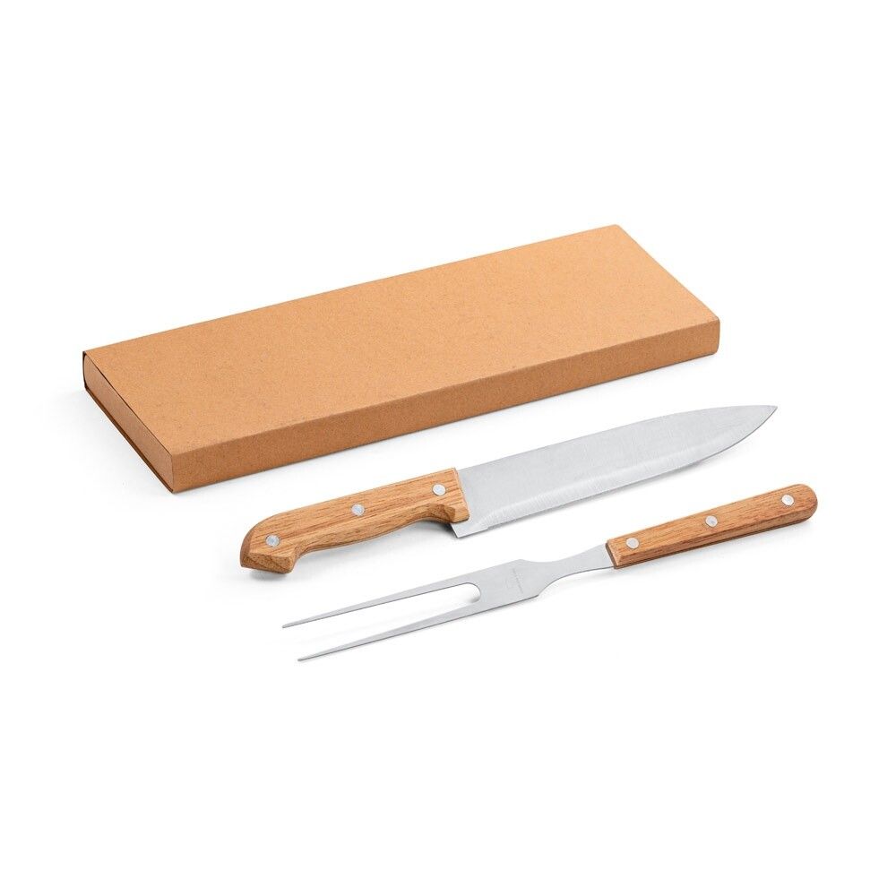 SALSA Grill-Set Bambus & Edelstahl, 2-teilig: Grillgabel & Messer - natur-721