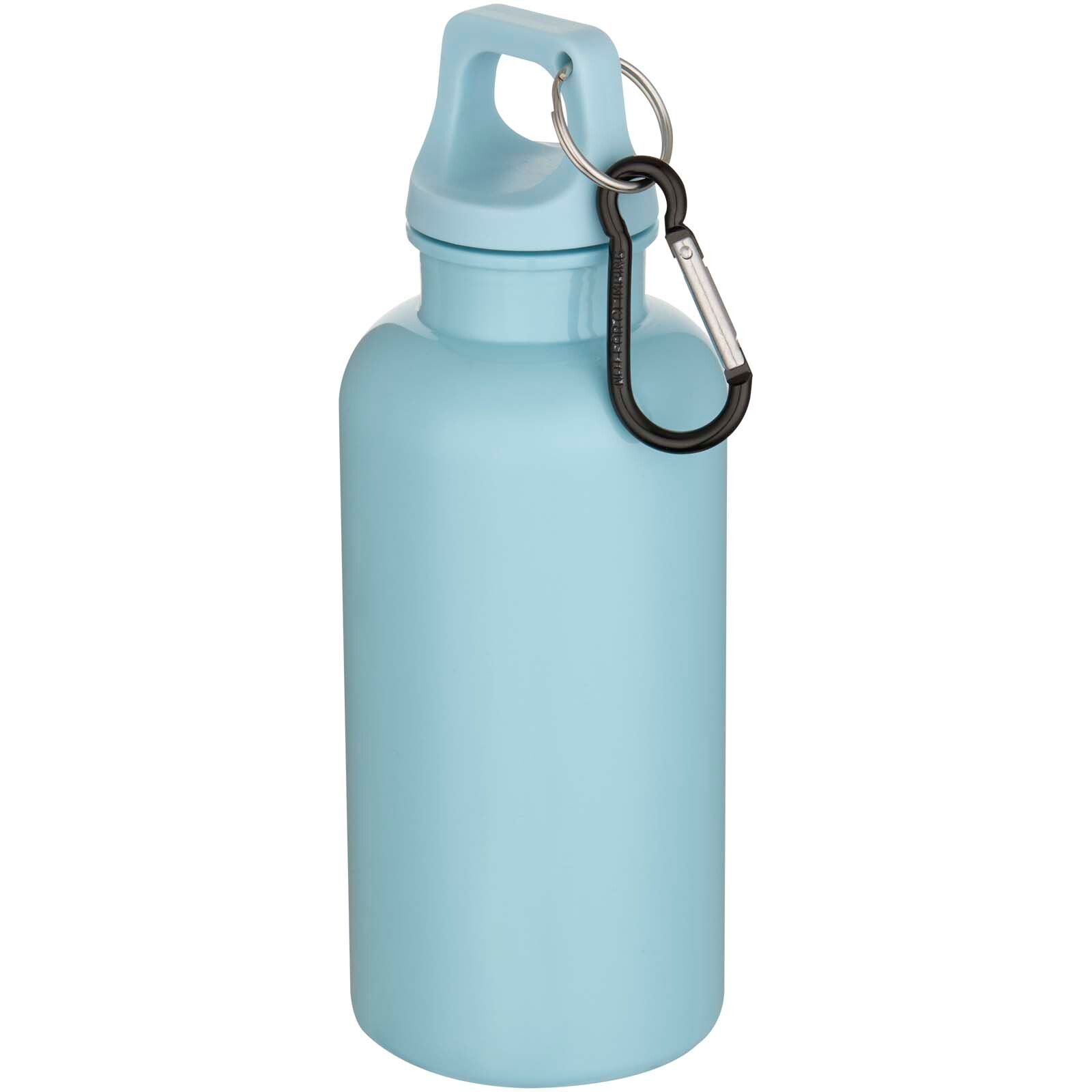 Oregon 400 ml einfarbige RS-zertifizierte Trinkflasche aus recyceltem Kunststoff mit Karabinerhaken  - wolkenblau-193