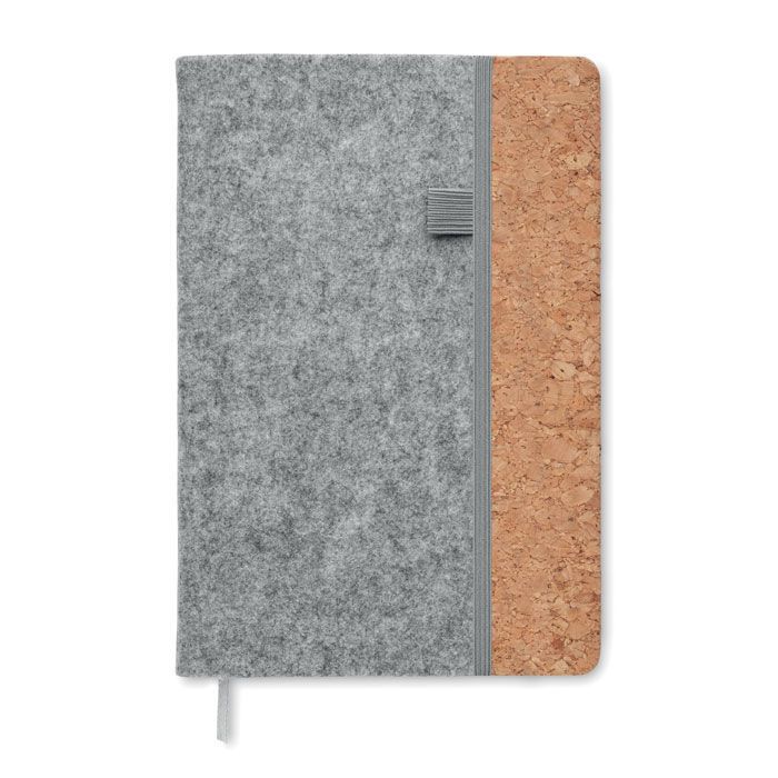 DIN A5 Notizbuch RPET-Filz CORKBOOK - grau-659