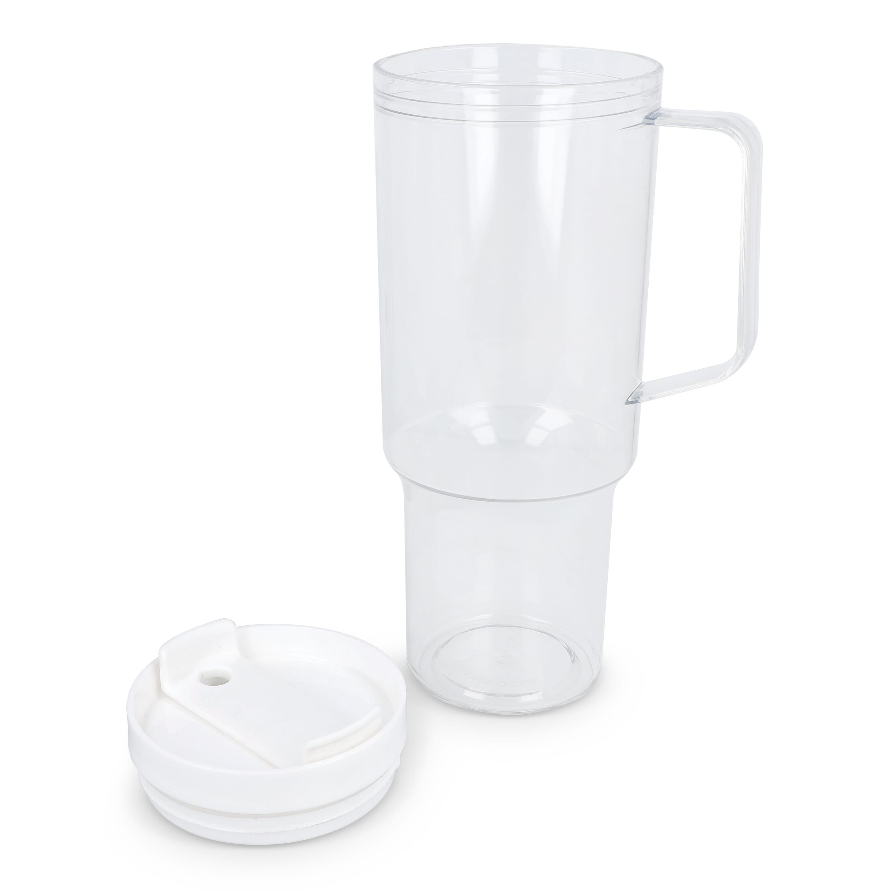 Miami Becher mit Henkel transparent 1,2 l R-PET - transparent  -  weiss-759