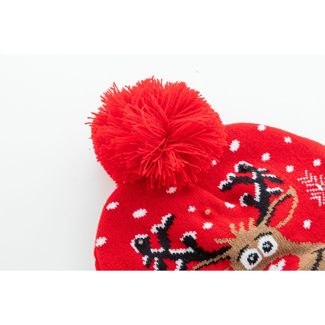 Norrsken Weihnachts-LED-Wintermütze, Rentier - rot-211