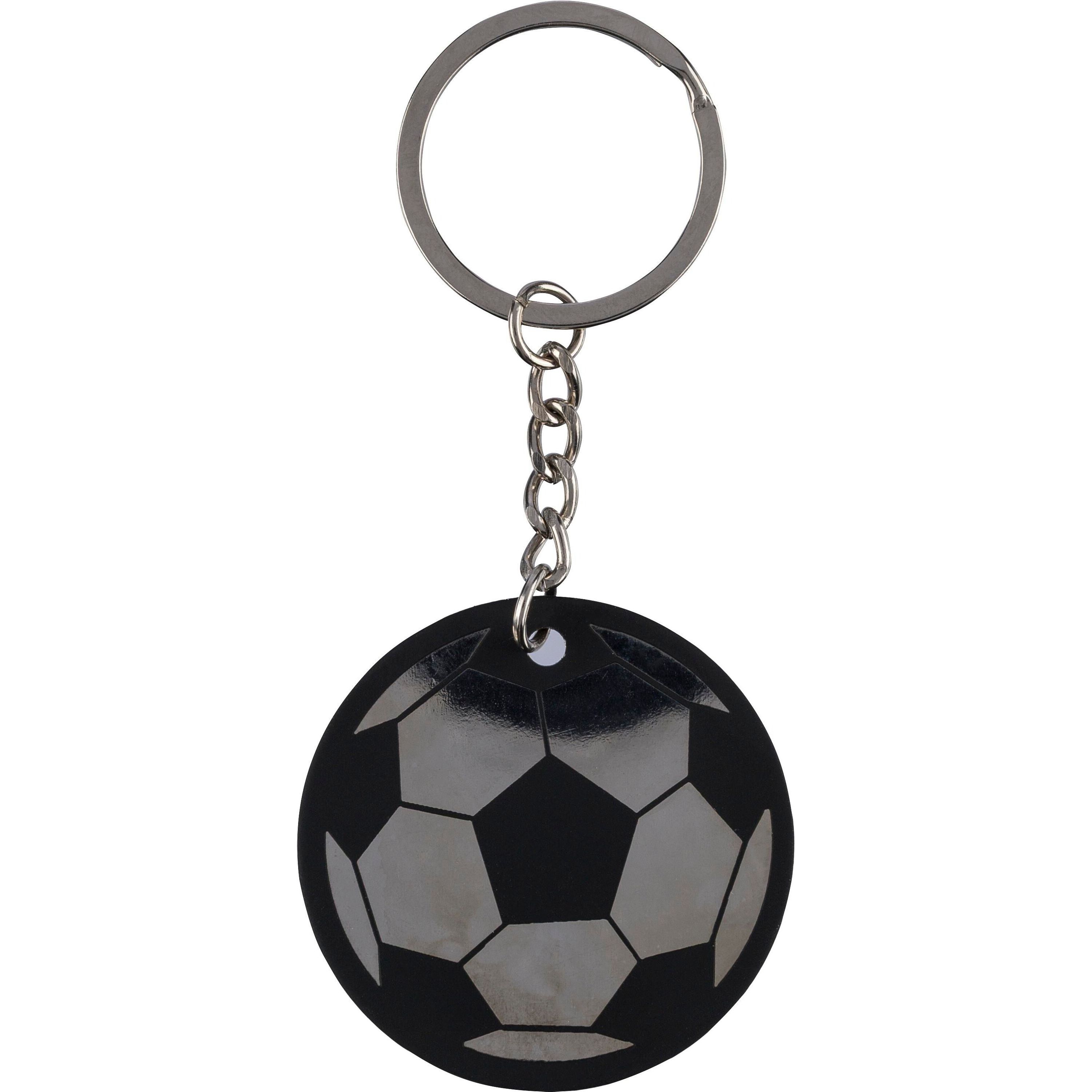 Schlüsselanhänger in Form eines Fußballs aus recyceltem Edelstahl von Ciro - schwarz-822