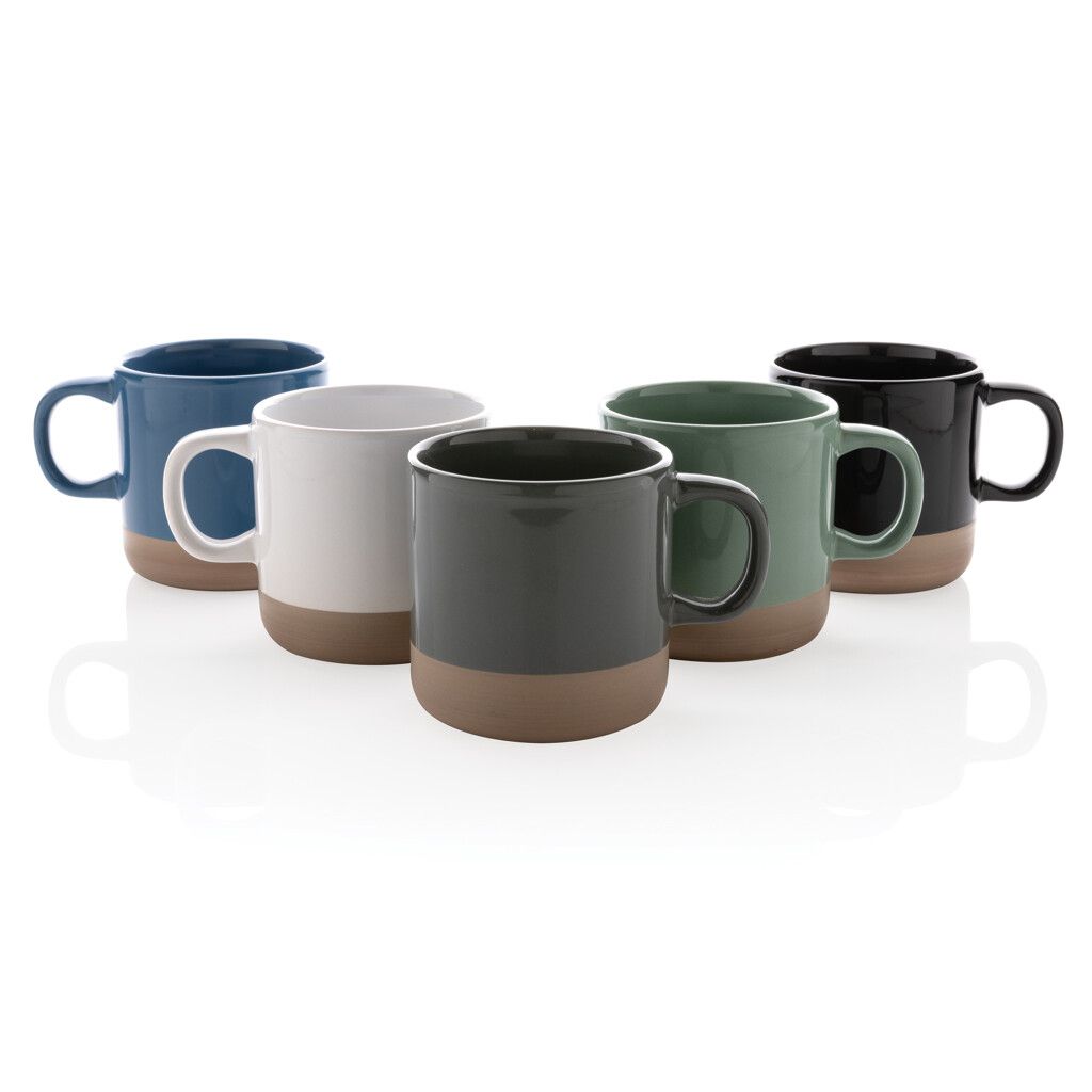 Becher aus glasiertem Keramik, 360ml - weiß-17