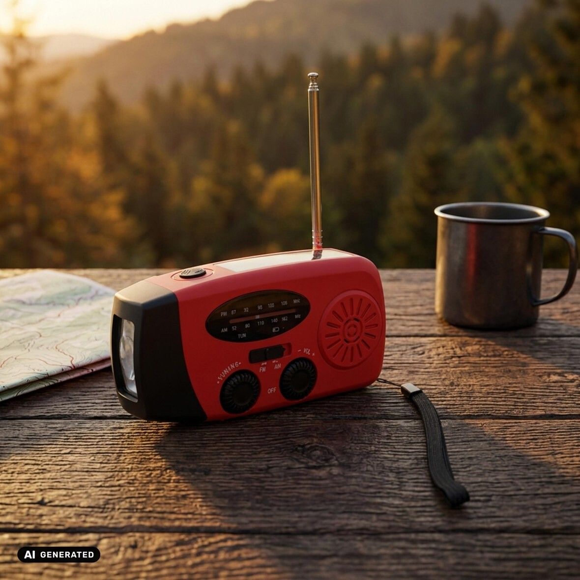Kurbelradio mit Taschenlampe Volt - schwarz-230