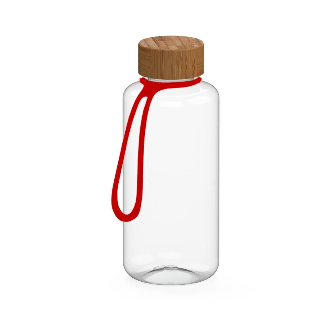 Trinkflasche Natural, 1,0 l, inkl. Strap - transparent - rot-128