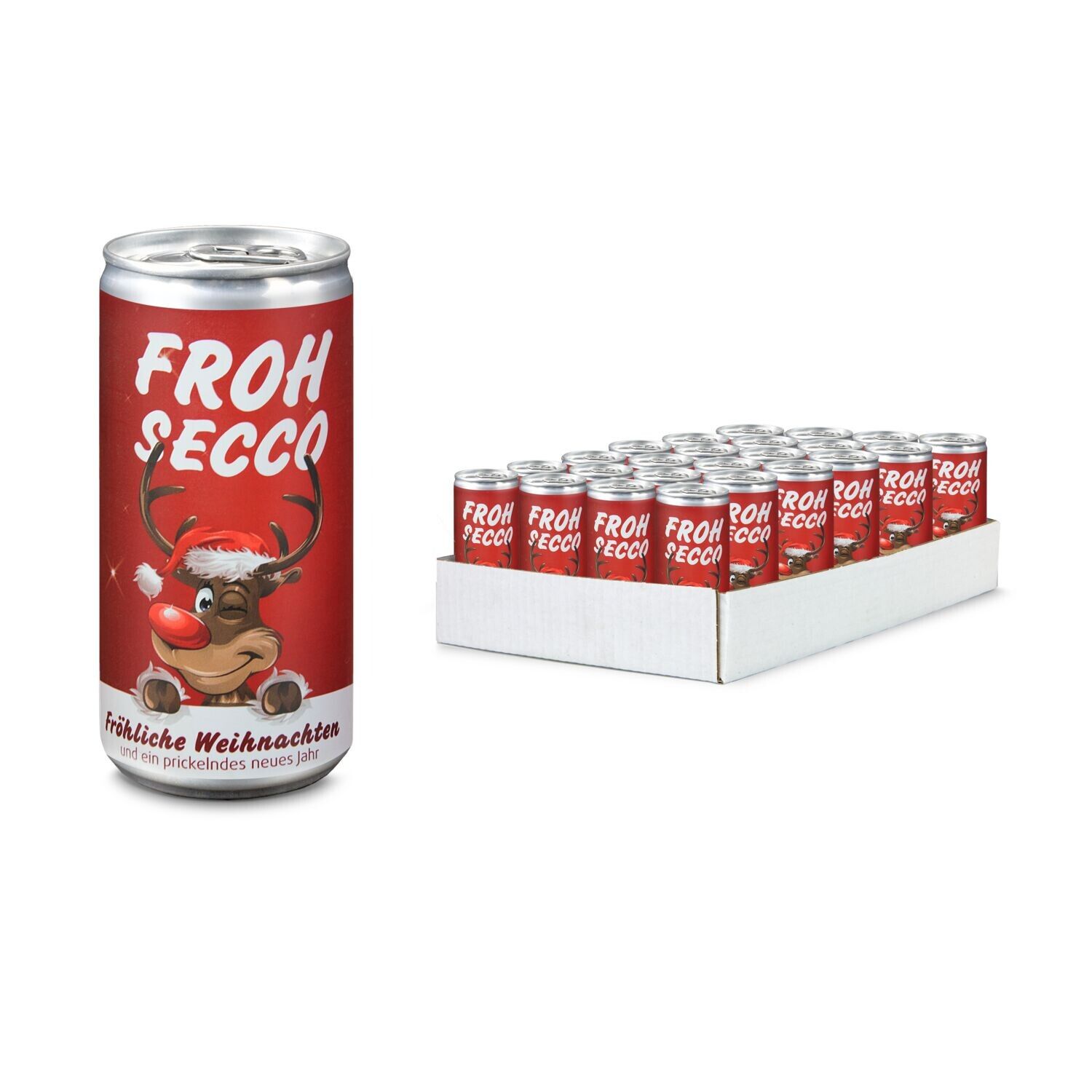 FROHSECCO Elch (rot) - 24 x Promo Secco 0,2 l, Slimlinedose-900
