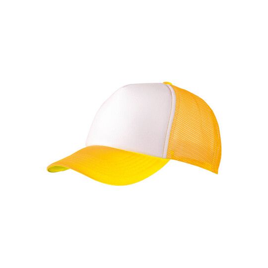 5-Panel Polyester Mesh Cap - white - neon yellow-655