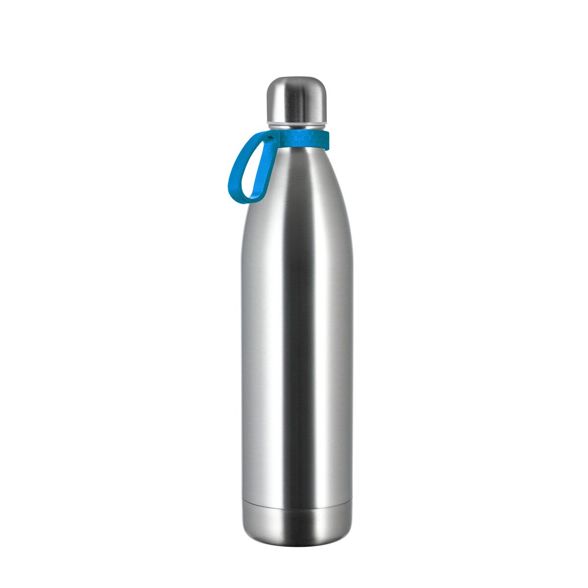 Thermotrinkflasche NIZZA XL mit Ring - silber - cyan-107