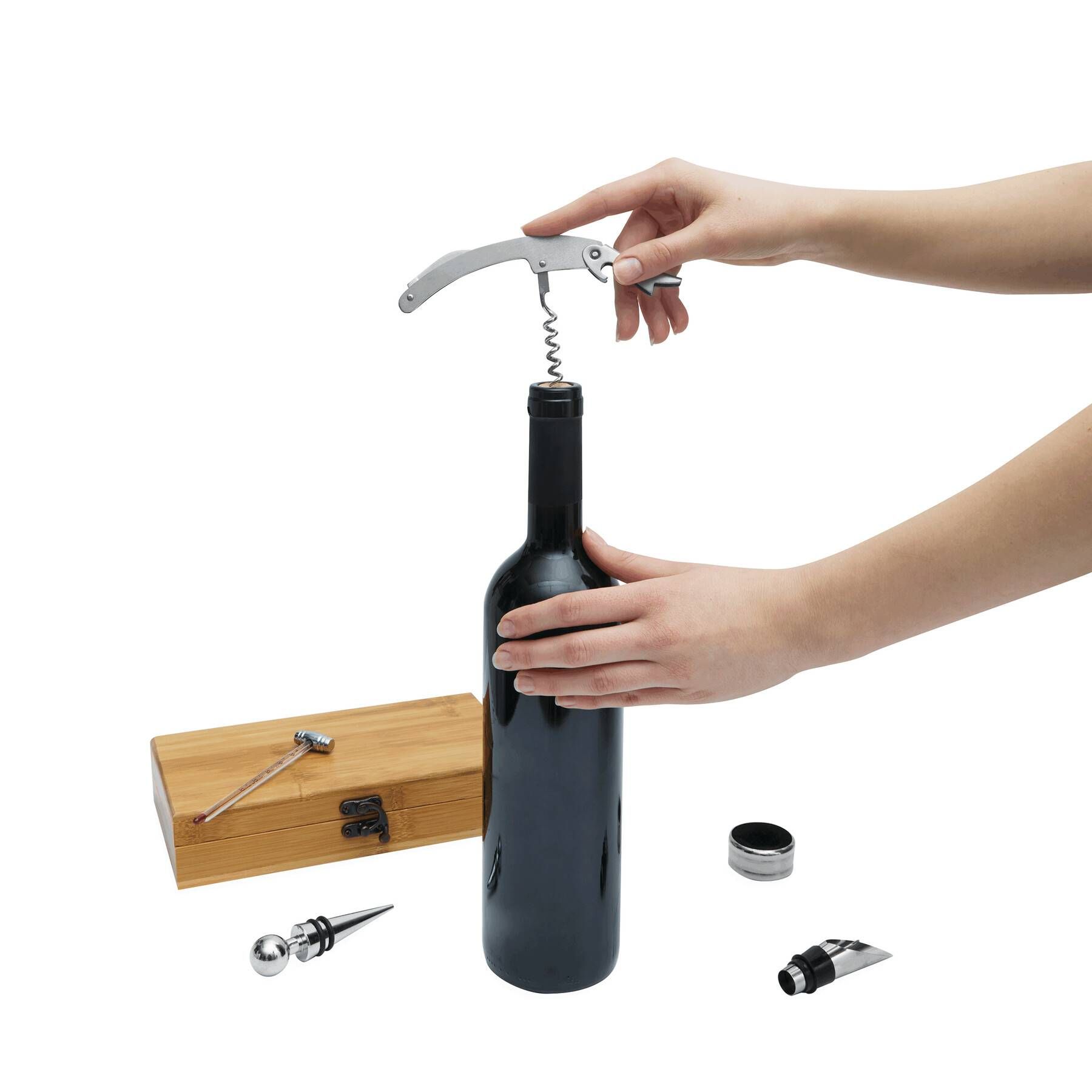 Weinset BAMBOO PLEASURE - braun - silber-374