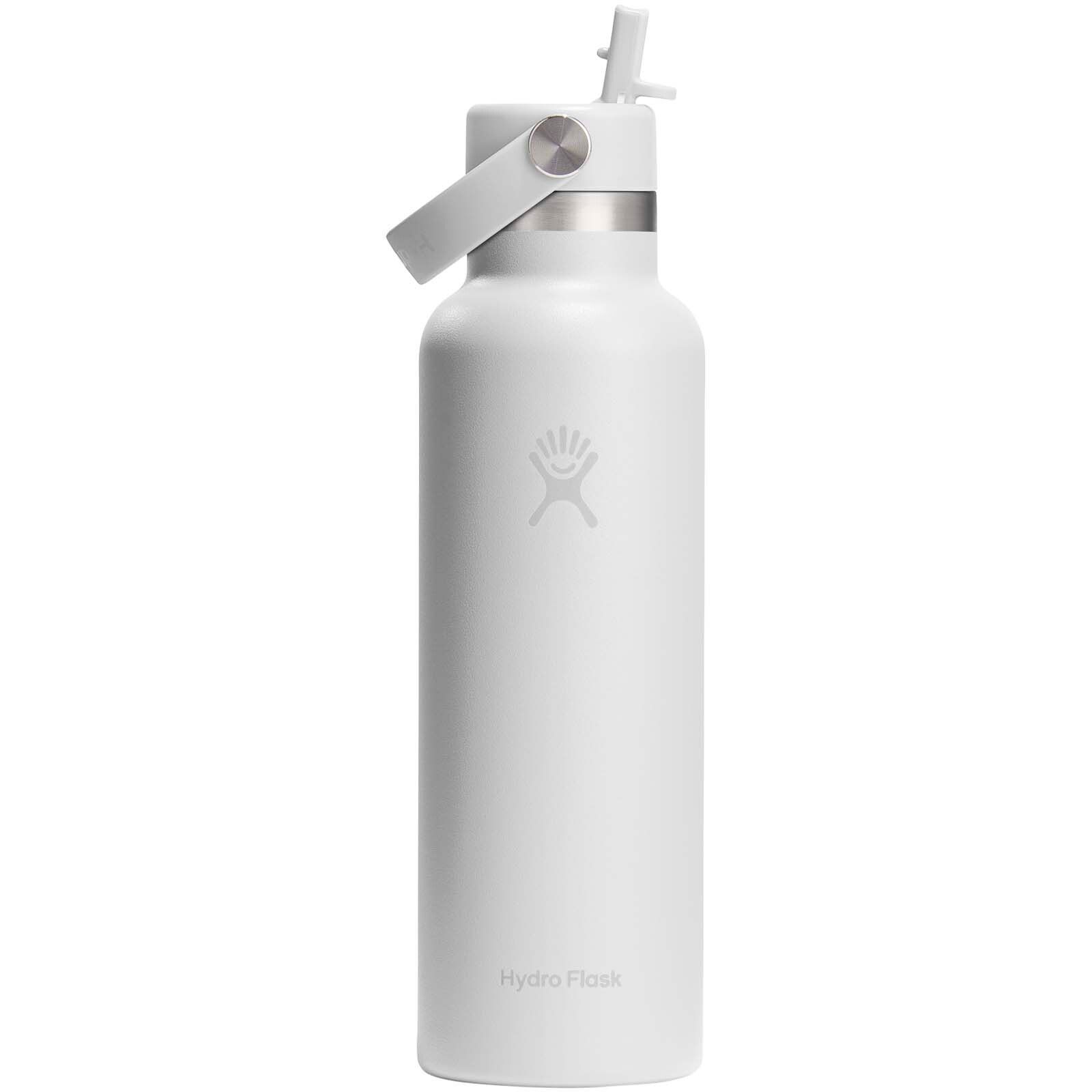 Hydro Flask Standard Mouth 621 ml isolierte Edelstahl Trinkflasche mit Strohhalmverschluss - weiss-955