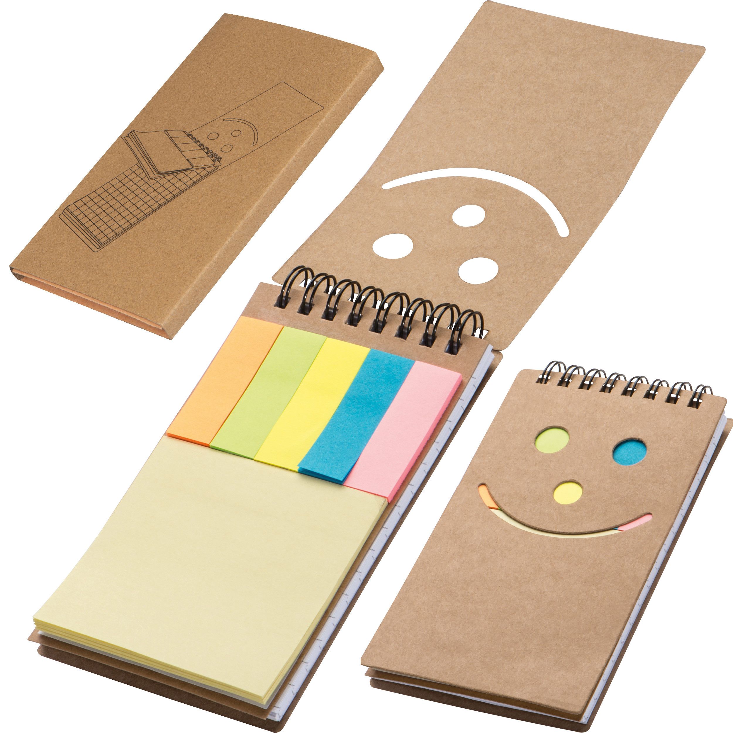 Notizblock mit Spiralbindung und einem Smile Gesicht - braun-985