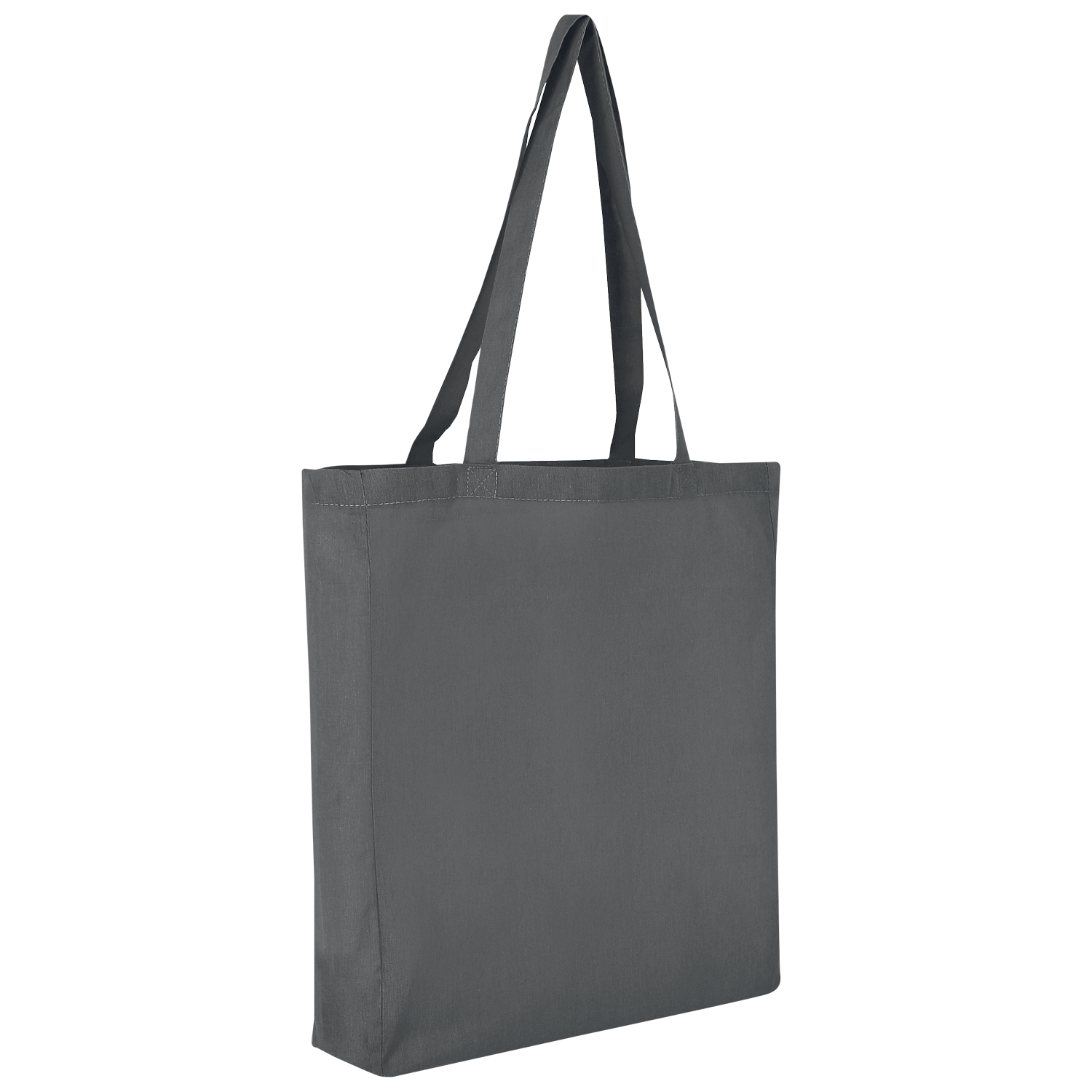 Baumwolltasche - lange Henkel & Boden- und Seitenfalte - stahlgrau-487