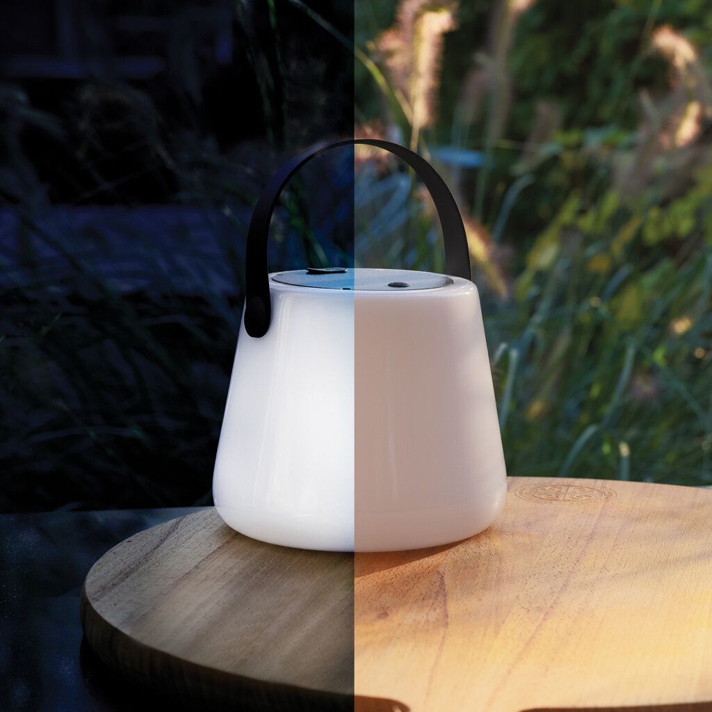 SolarGlow Außenleuchte aus RCS rec. Kunststoff mit USB-Lampe - weiß-147