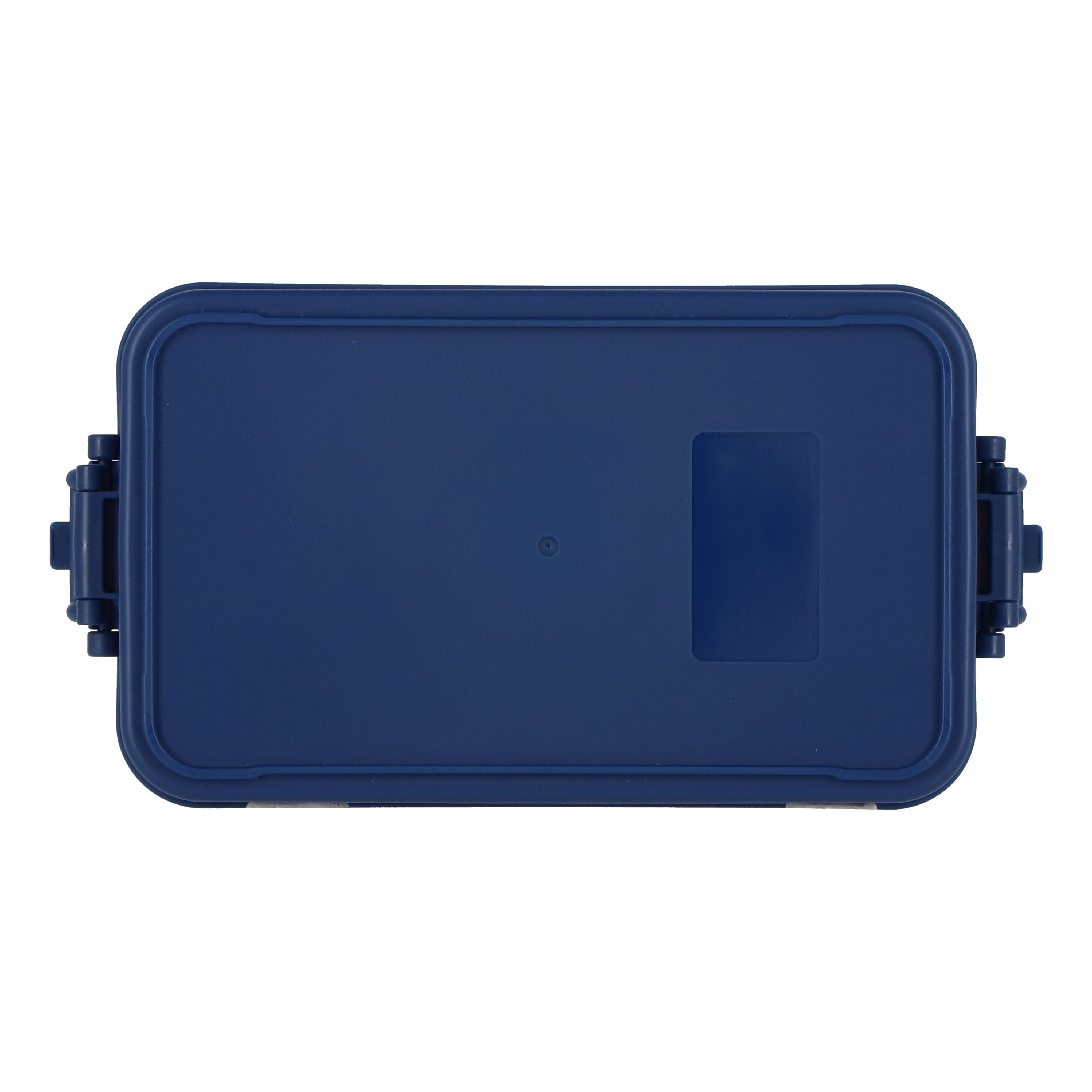 Doppelte Lunchbox mit Besteck - dunkelblau-408
