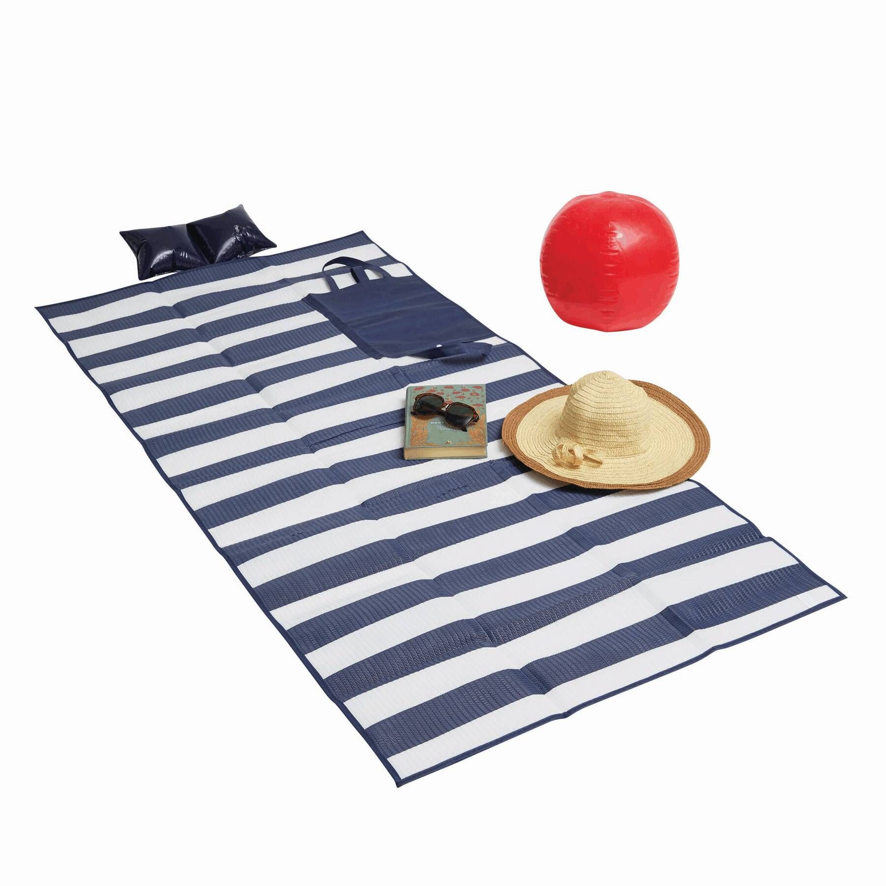Maritime Strandmatte MARINA - blau - weiß-714