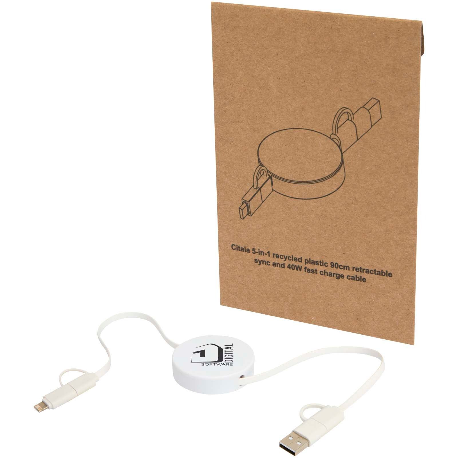 Citala 90 cm 5-in-1 Kabel aus recyceltem Kunststoff für Datenübertragung und 40W Schnellladung - weiss-308