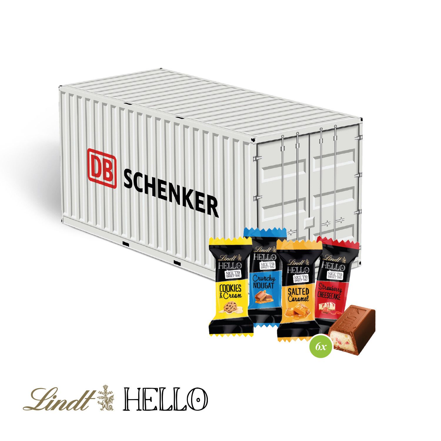 3D Präsent "Container" mit Lindt Hello Mini-495