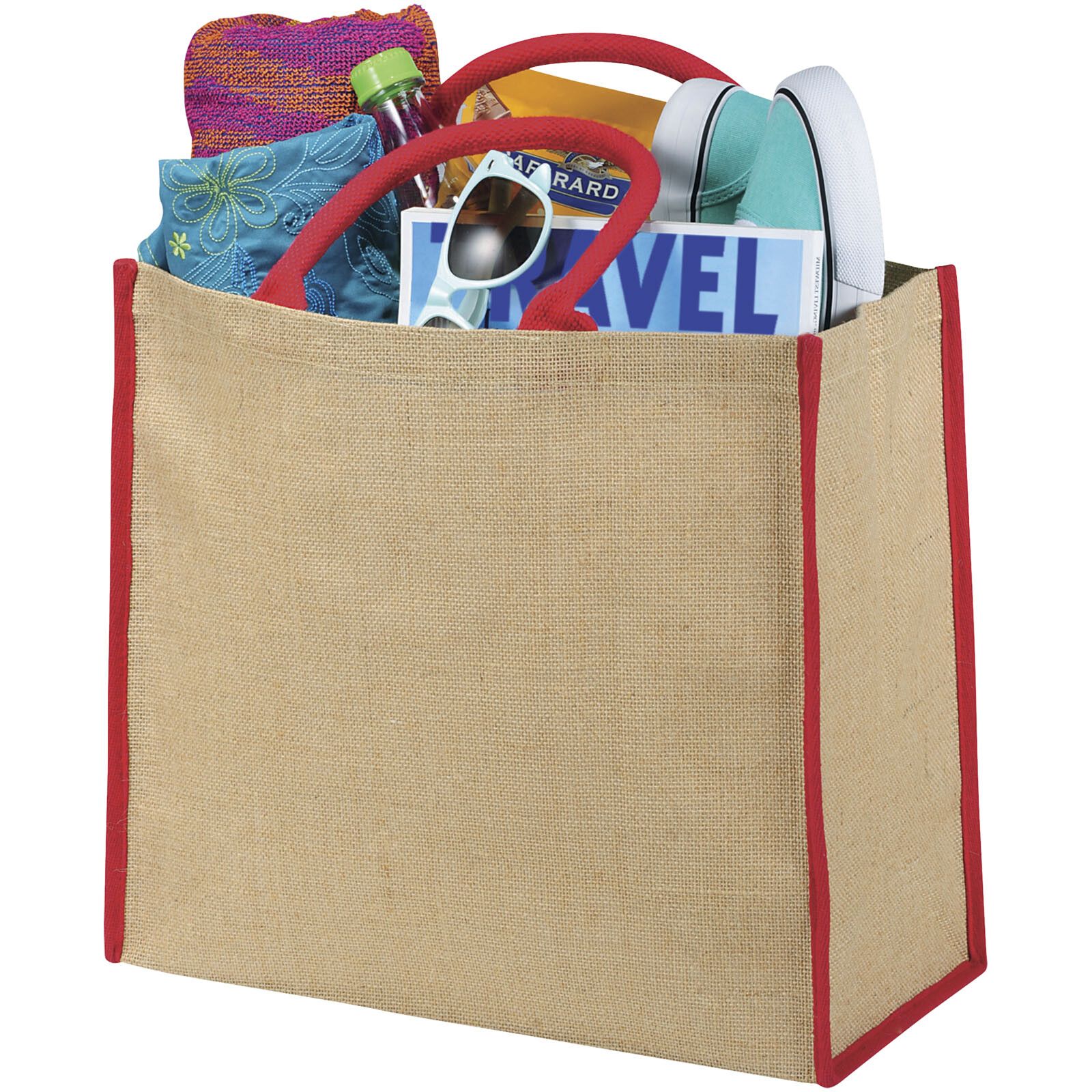 Harry farbige Jute Tragetasche 25L - natur -  rot-354