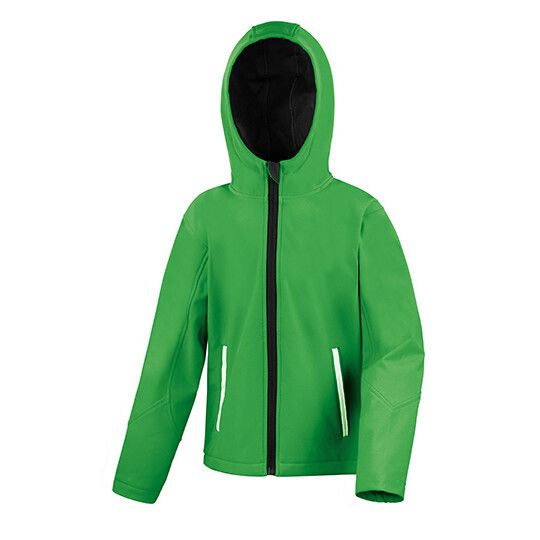 Youth TX Performance Hooded Soft Shell Jacket - vivid green - black-701
