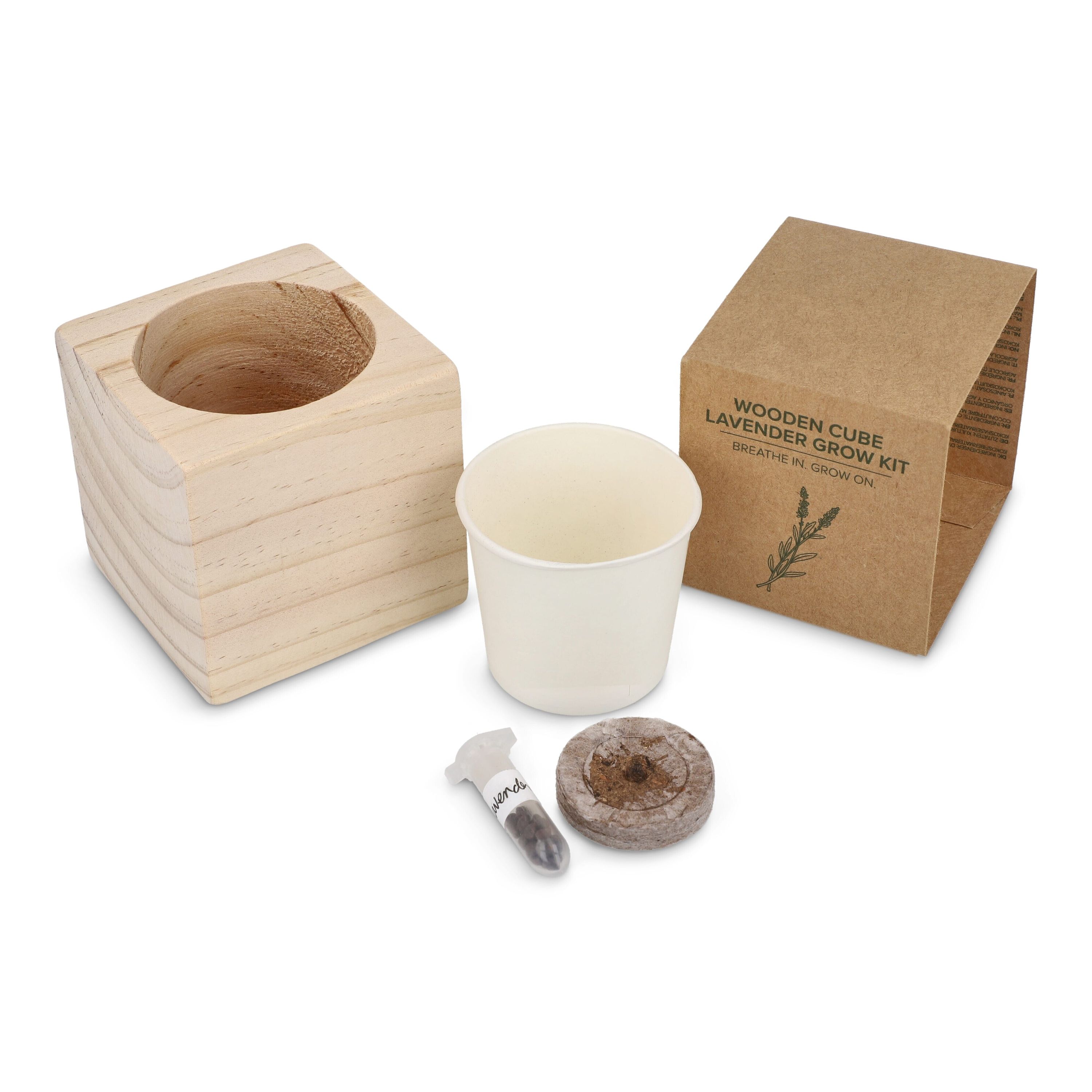 FSC-Holzpflanzgefäß-Set – Lavendel - natur-896