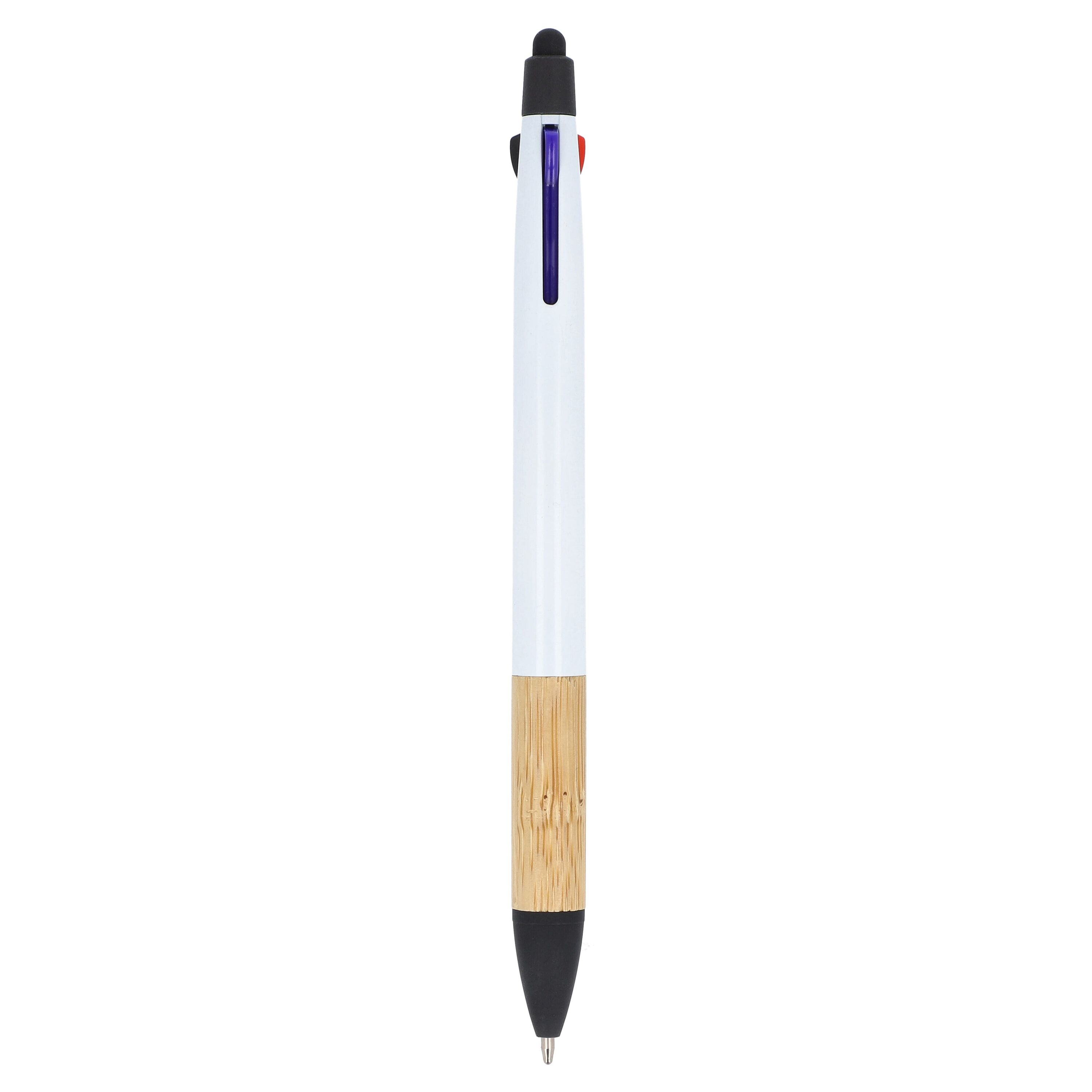 3-Farben-Stift mit Bambusgriff - weiss-377