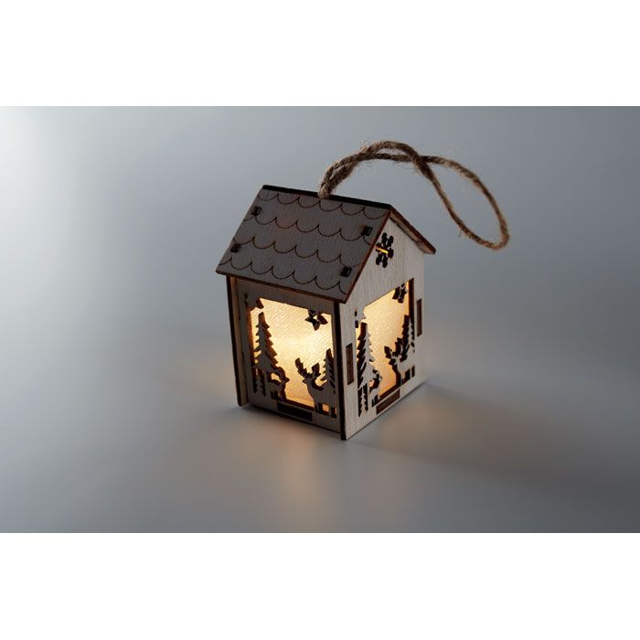 Anhänger Haus mit Licht -40 PONIA - holz-218