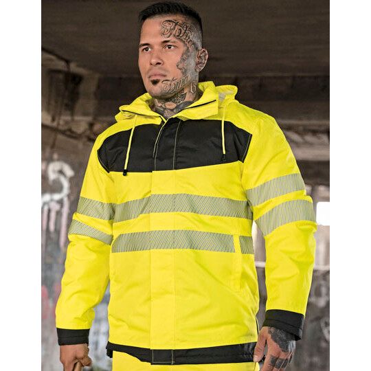 EOS Hi-Vis Workwear Parka With Printing Area - signal yellow - black-391