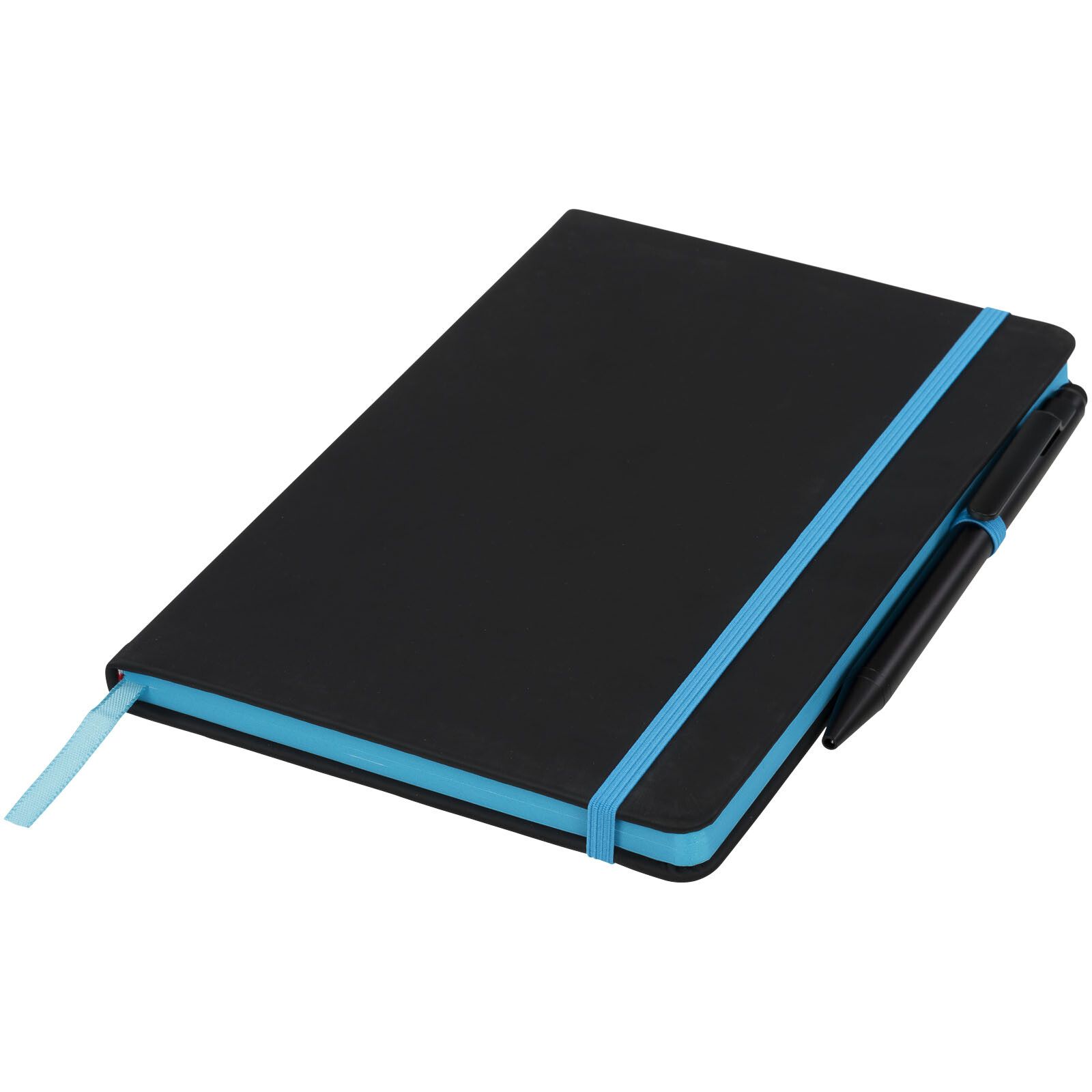 Noir Edge A5 Notizbuch mit farbigem Rand - schwarz -  blau-593