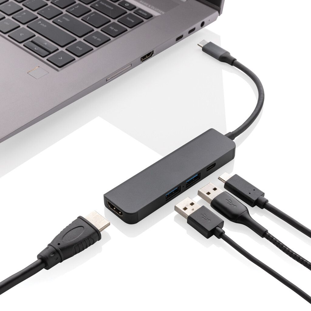 Terra Hub aus RCS recyceltem Aluminium mit HDMI-Input - grau-458