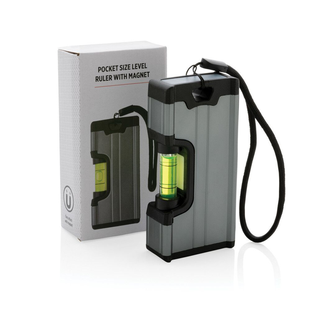 Wasserwaage im Taschenformat mit Magnet - grau-450