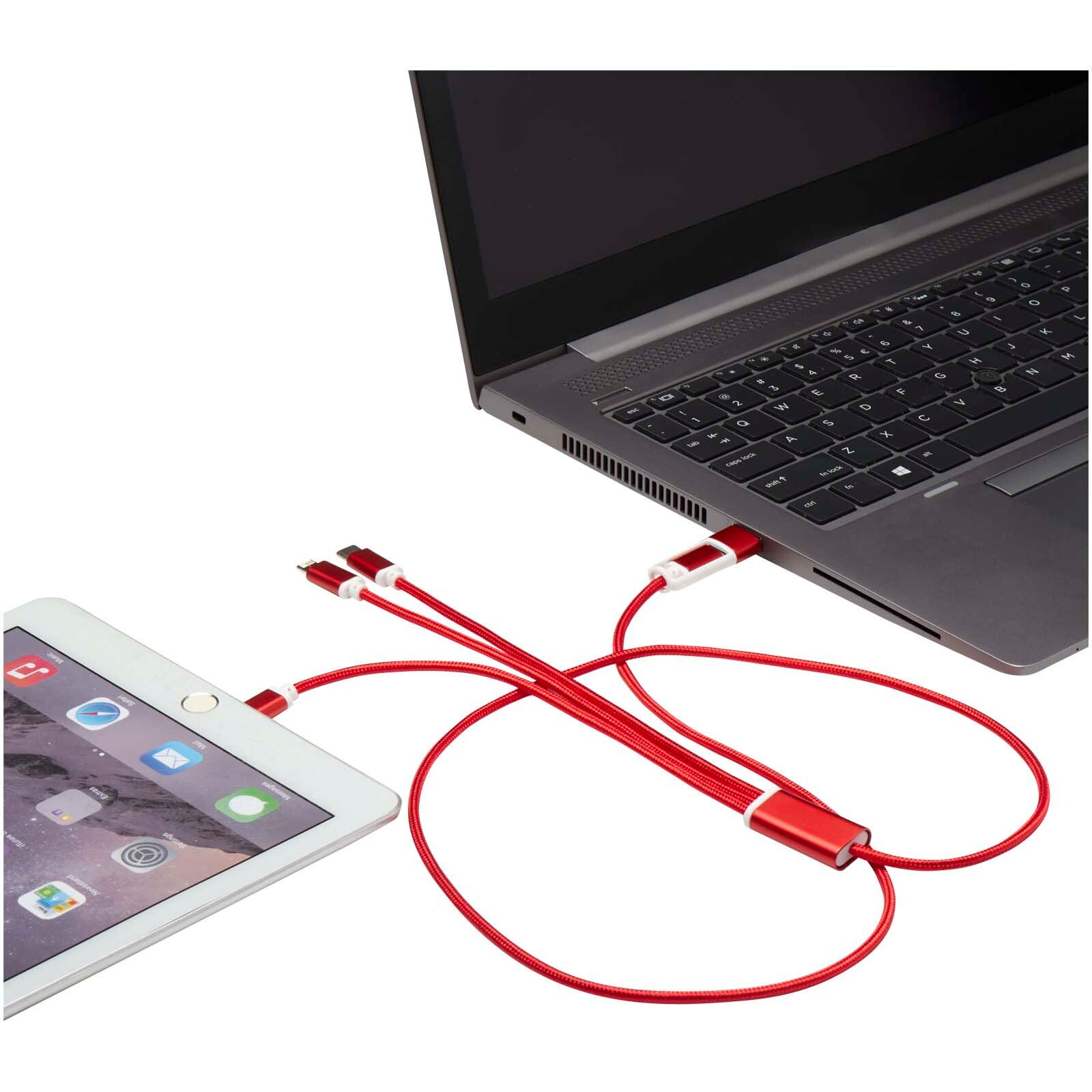 Versatile 5-in-1 Ladekabel aus recyceltem Aluminium - rot-703