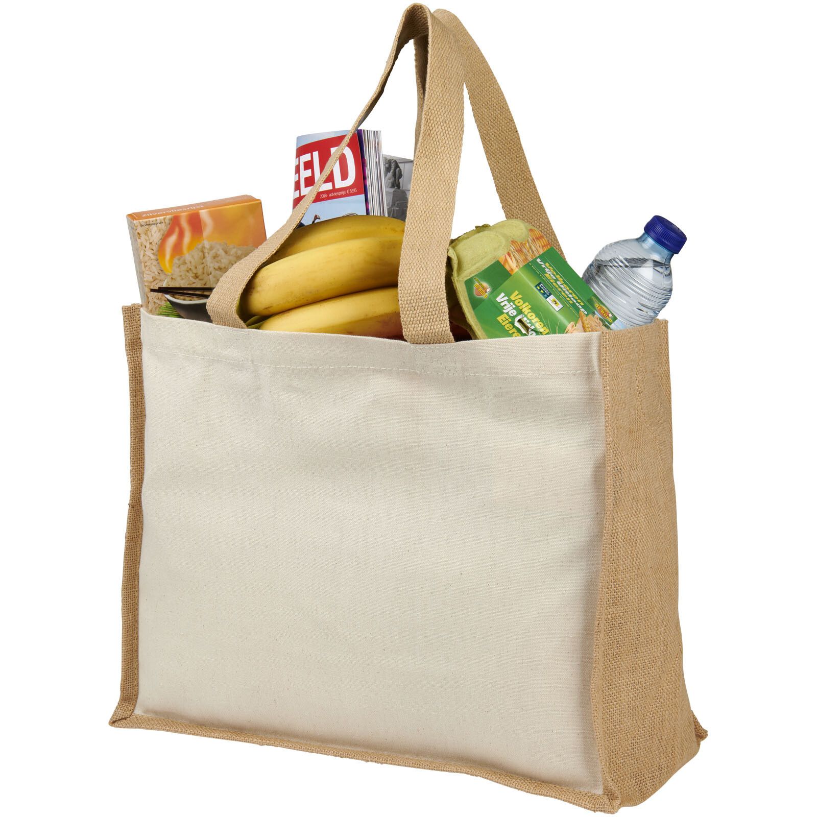 Varai 320 g/m Canvas und Jute Einkaufstasche 23L - natural -  natur-457