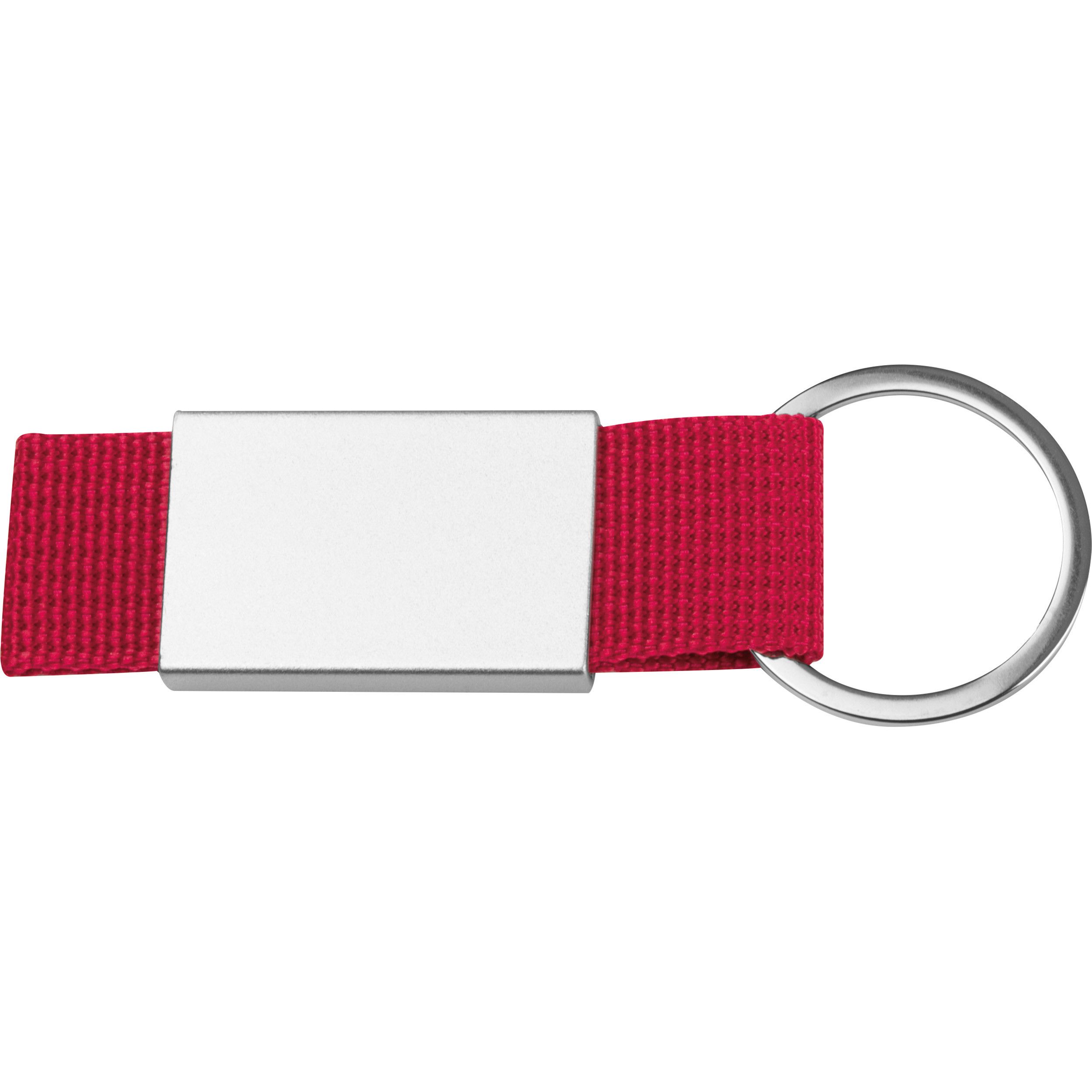Schlüsselanhänger mit farbigem Stoffbändchen - rot-84