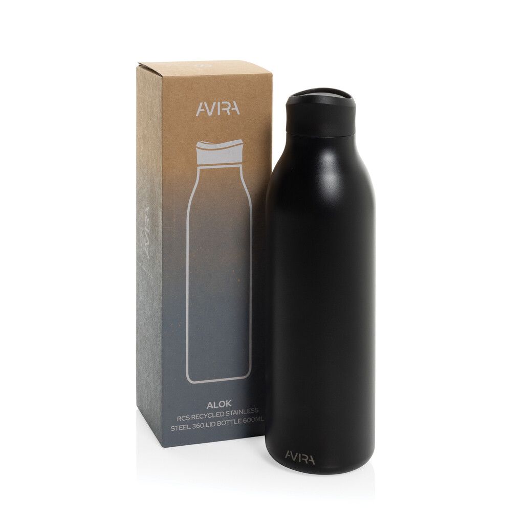 Avira Alok 360 Klick-Wasserflasche aus RCS rec. Stahl, 600ml - schwarz-240