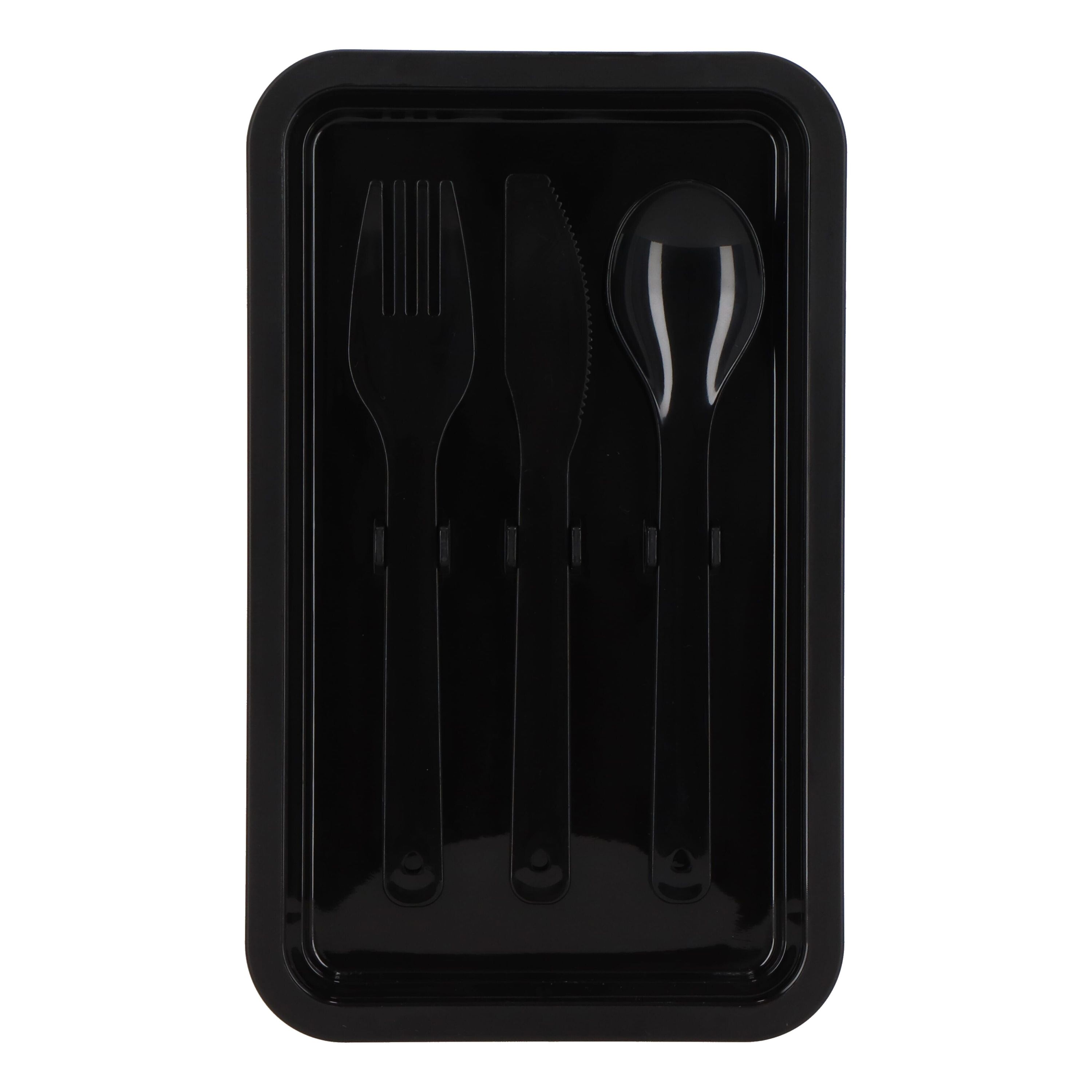 Doppelte Lunchbox mit Besteck - schwarz-273
