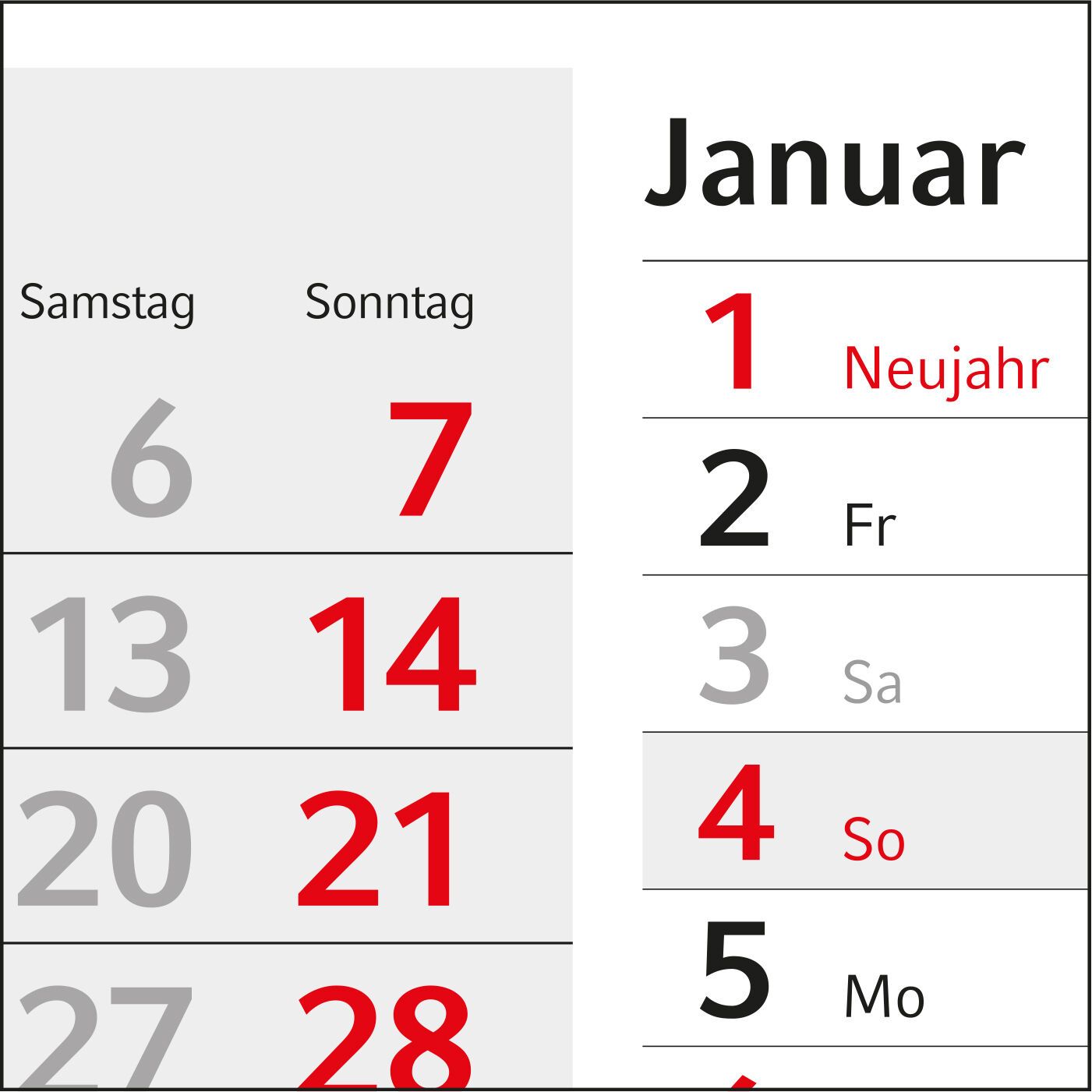 4-Monatskalender Einblatt Konzept 4 Post-653