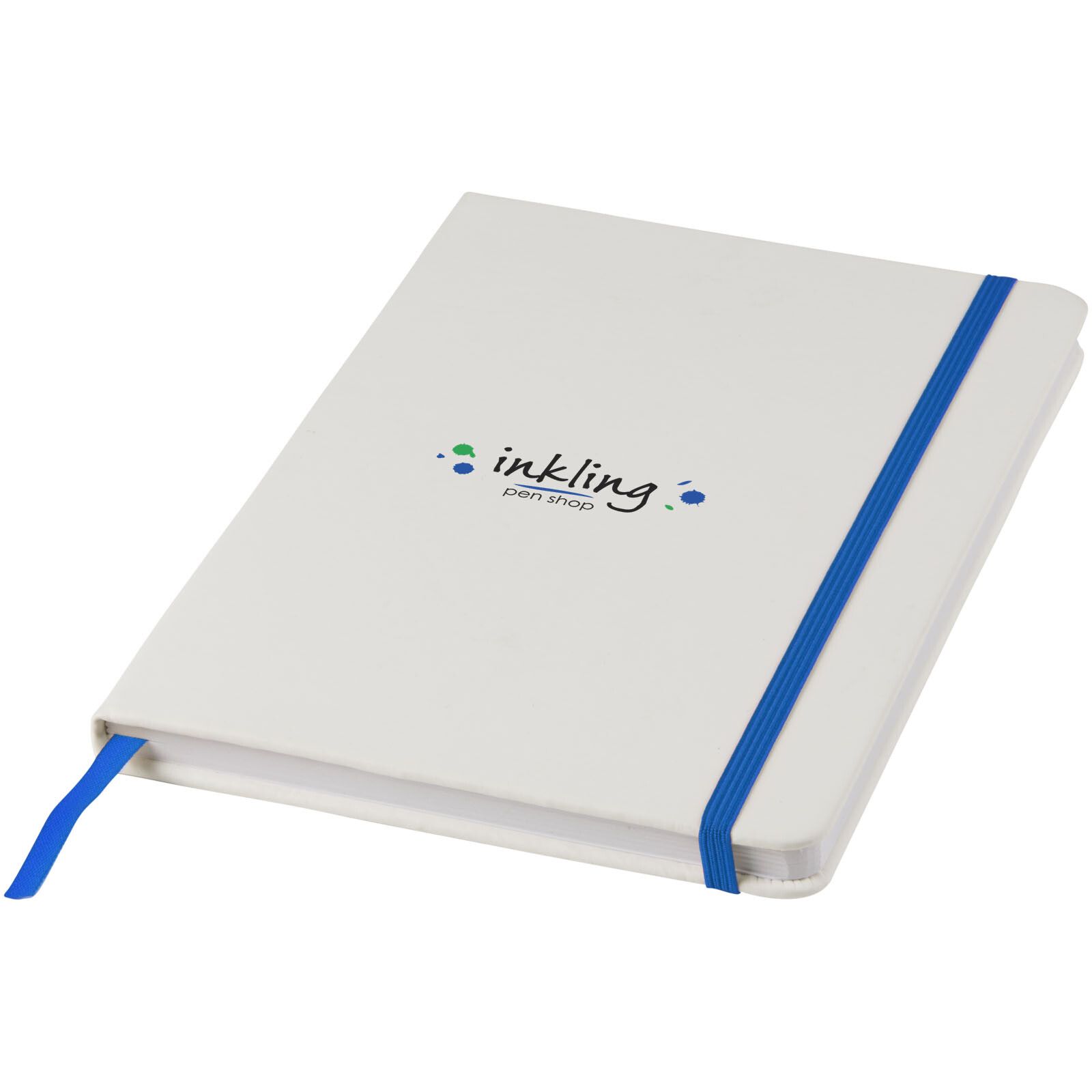 Spectrum weißes A5 Notizbuch mit farbigem Gummiband - weiss -  royalblau-554