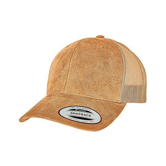 Suede Leather Trucker Cap - black-627
