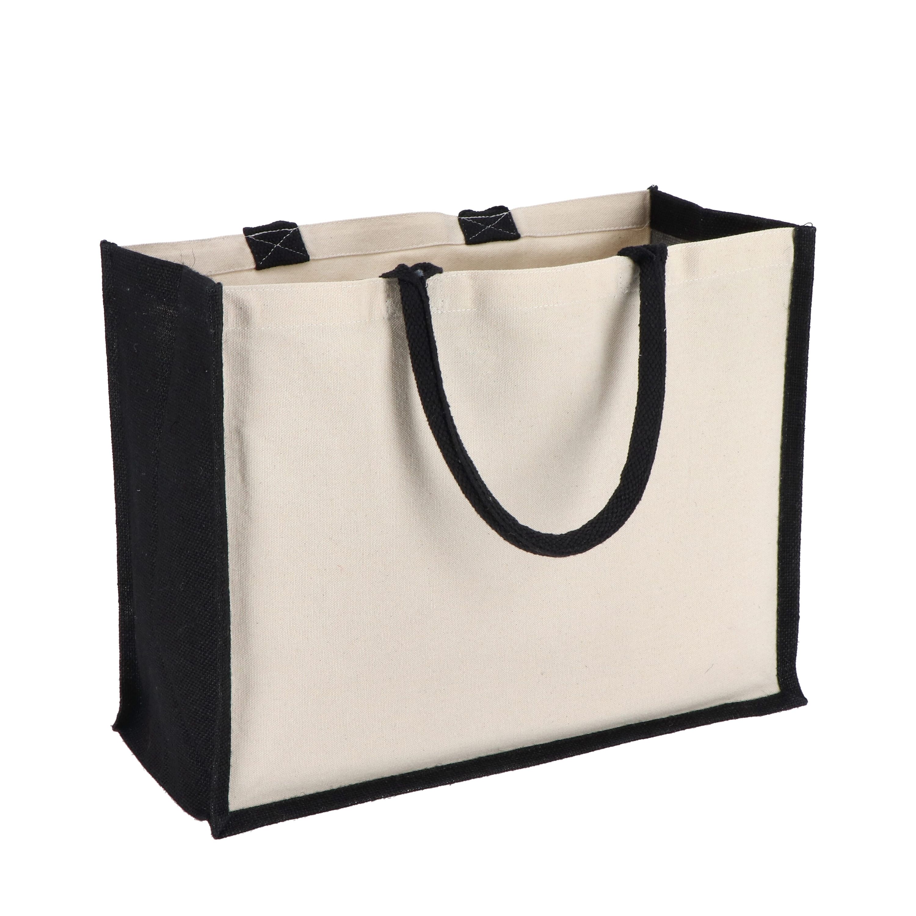 Jute-Baumwolle Tragetasche OEKO-TEX® 42,5 x 19 x 32cm 320g/m² - schwarz-579