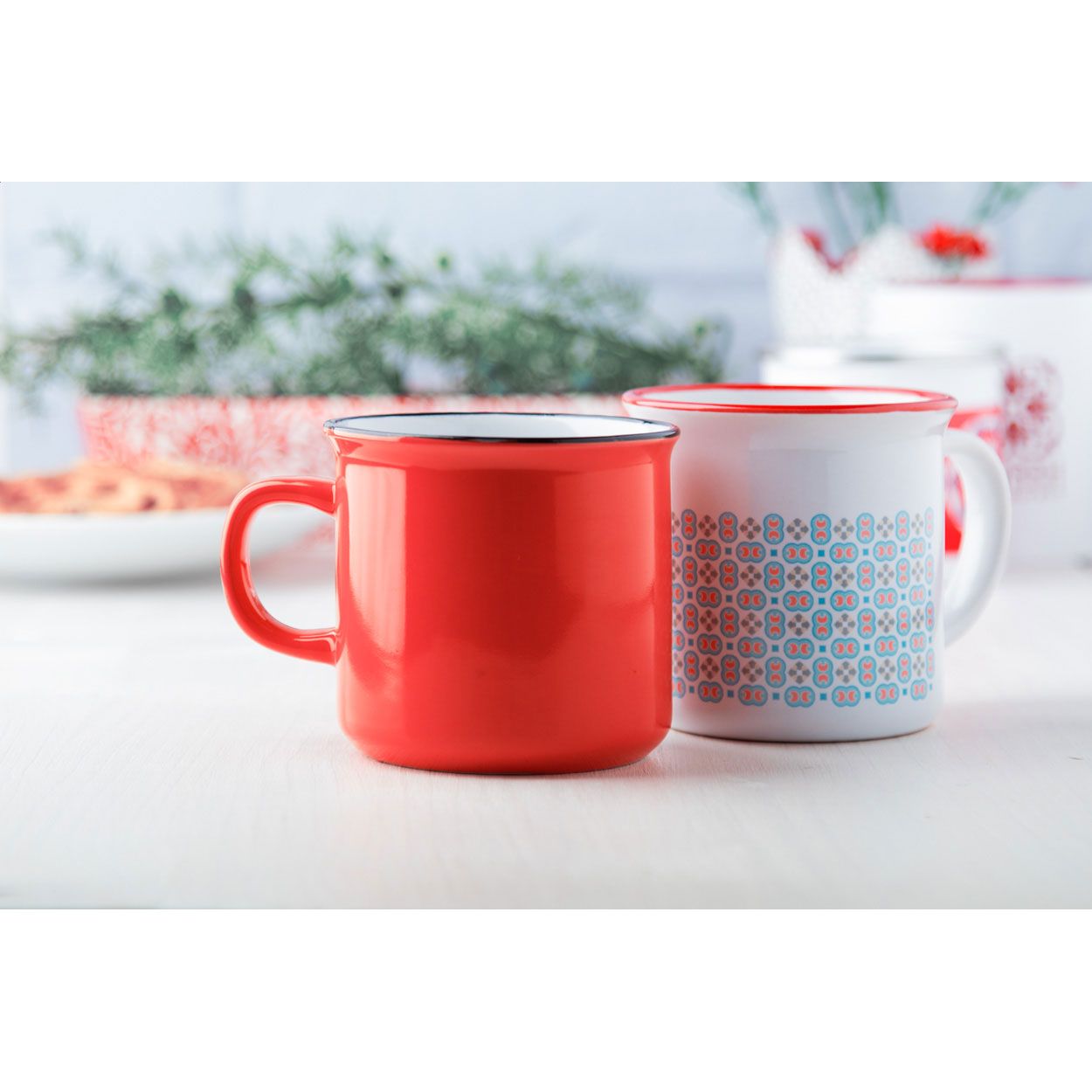 Woodstock Vintage-Keramiktasse, 300 ml - rot-218