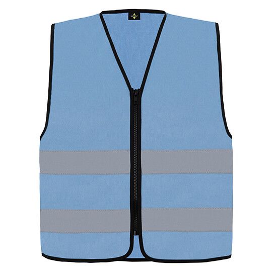 Hi-Vis Safety Vest Cologne With Front Zipper - sky blue-811