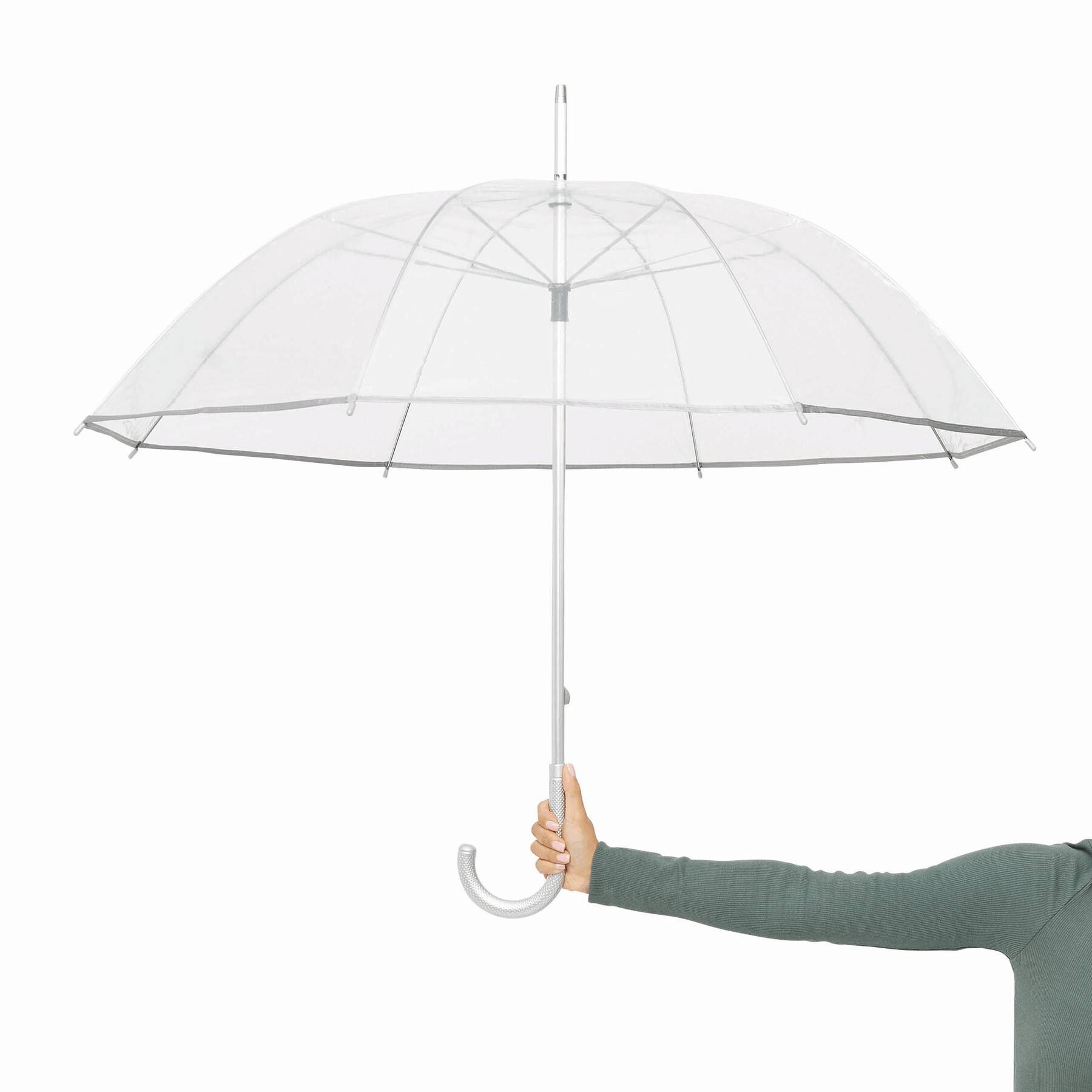 Transparenter Aluminium-Stockschirm PANORAMIX - silber - transparent-639