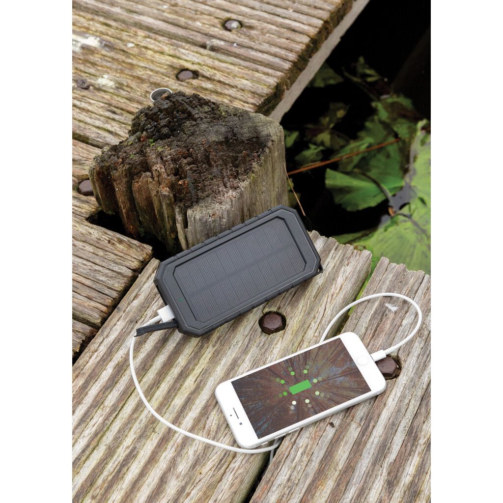 10.000 mAh Solar-Powerbank mit 10W Wireless aus RCS Plastik - schwarz-559