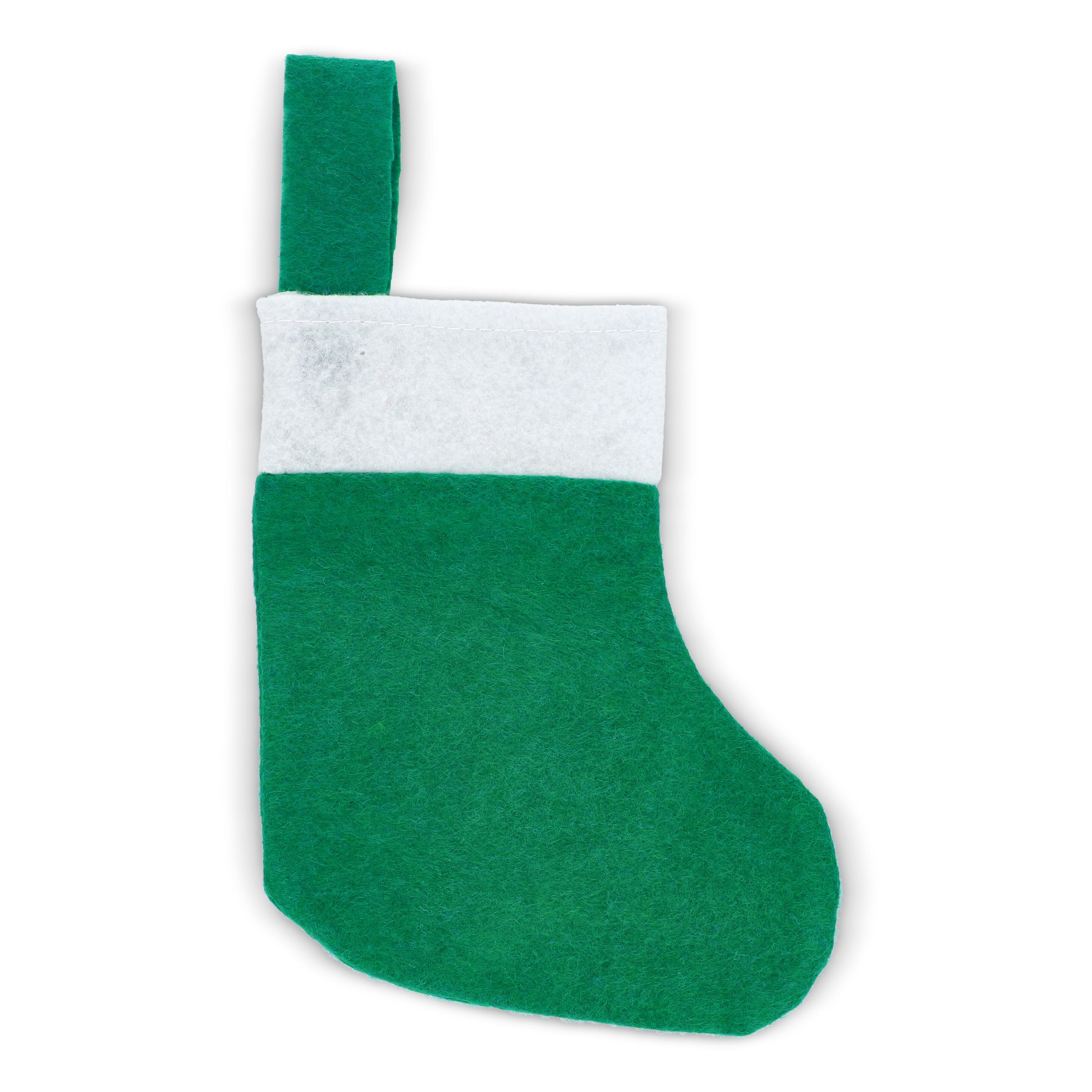 Filz-Weihnachtsstrumpf 20 cm - weiss  -  grün-831