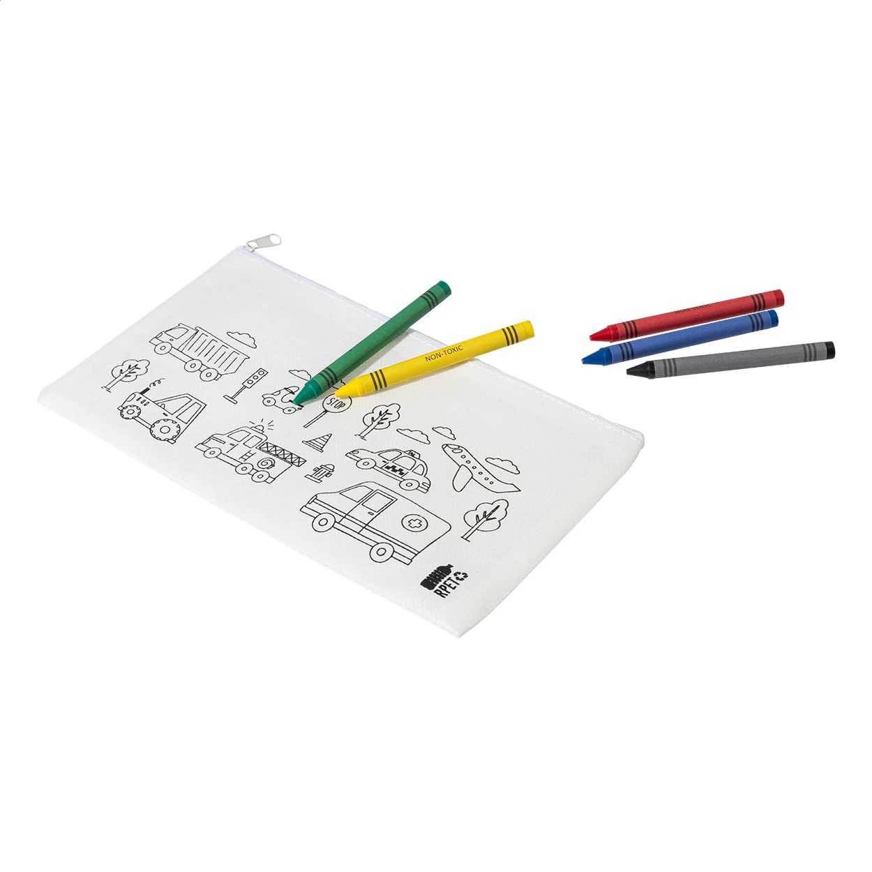 Gocolo RPET Stiftetasche zum Bemalen - weiß-412