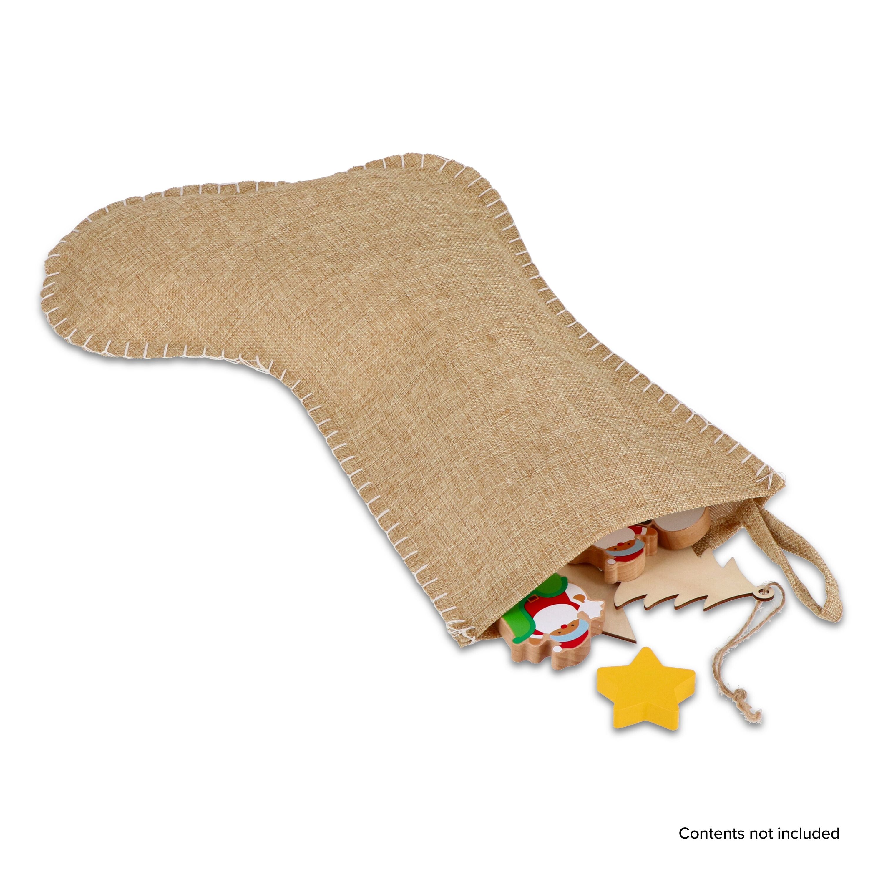 Weihnachtsstrumpf im Jute-Stil mit Ziernaht 40 cm - natur-475
