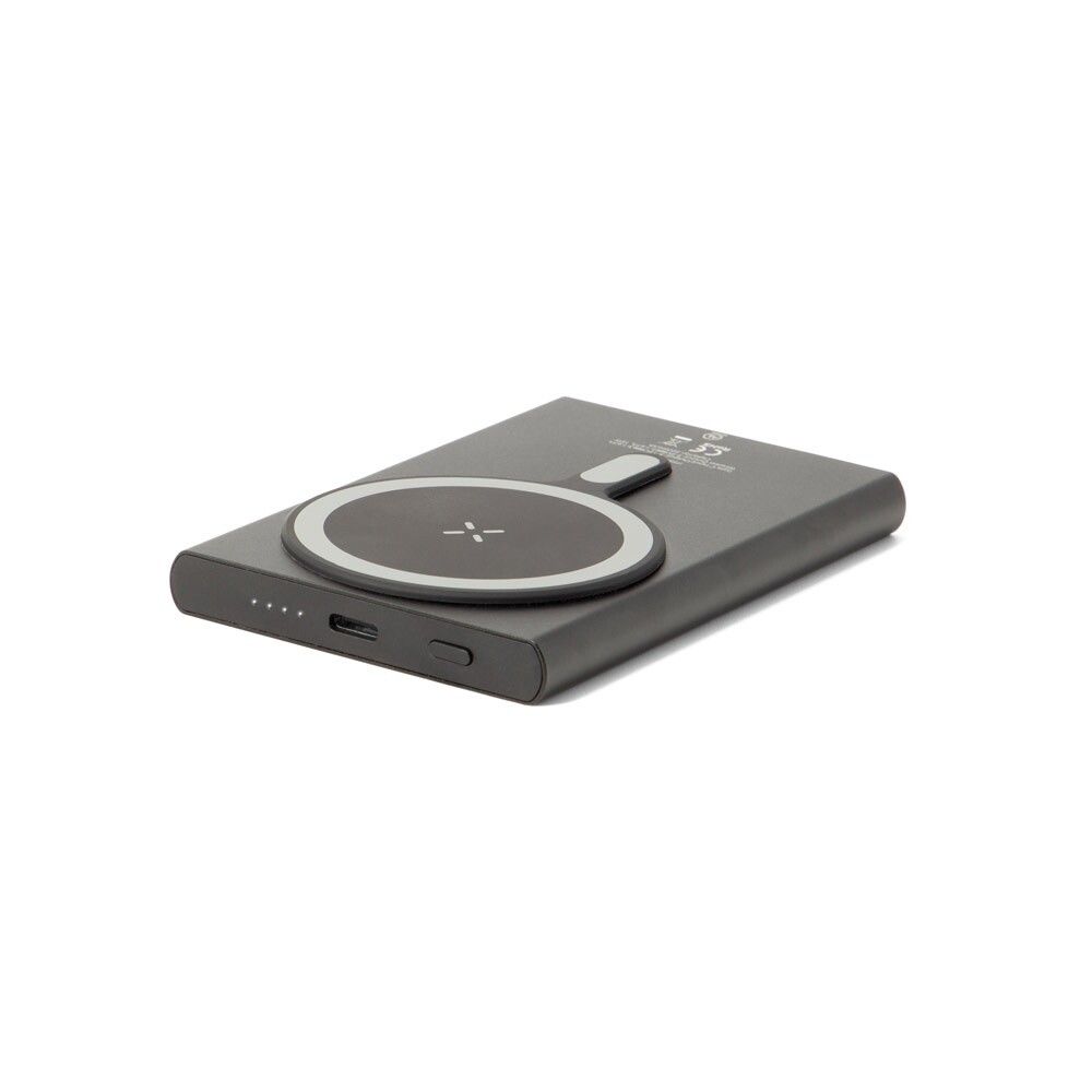 WRIGHT 5 Magnetische Powerbank mit Schnellladefunktion aus recyceltem Aluminium und recyceltem ABS, 5'000 mAh - schwarz-753