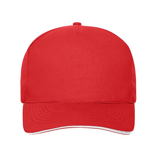 5 Panel Sandwich Cap Bio Cotton - red - white-445