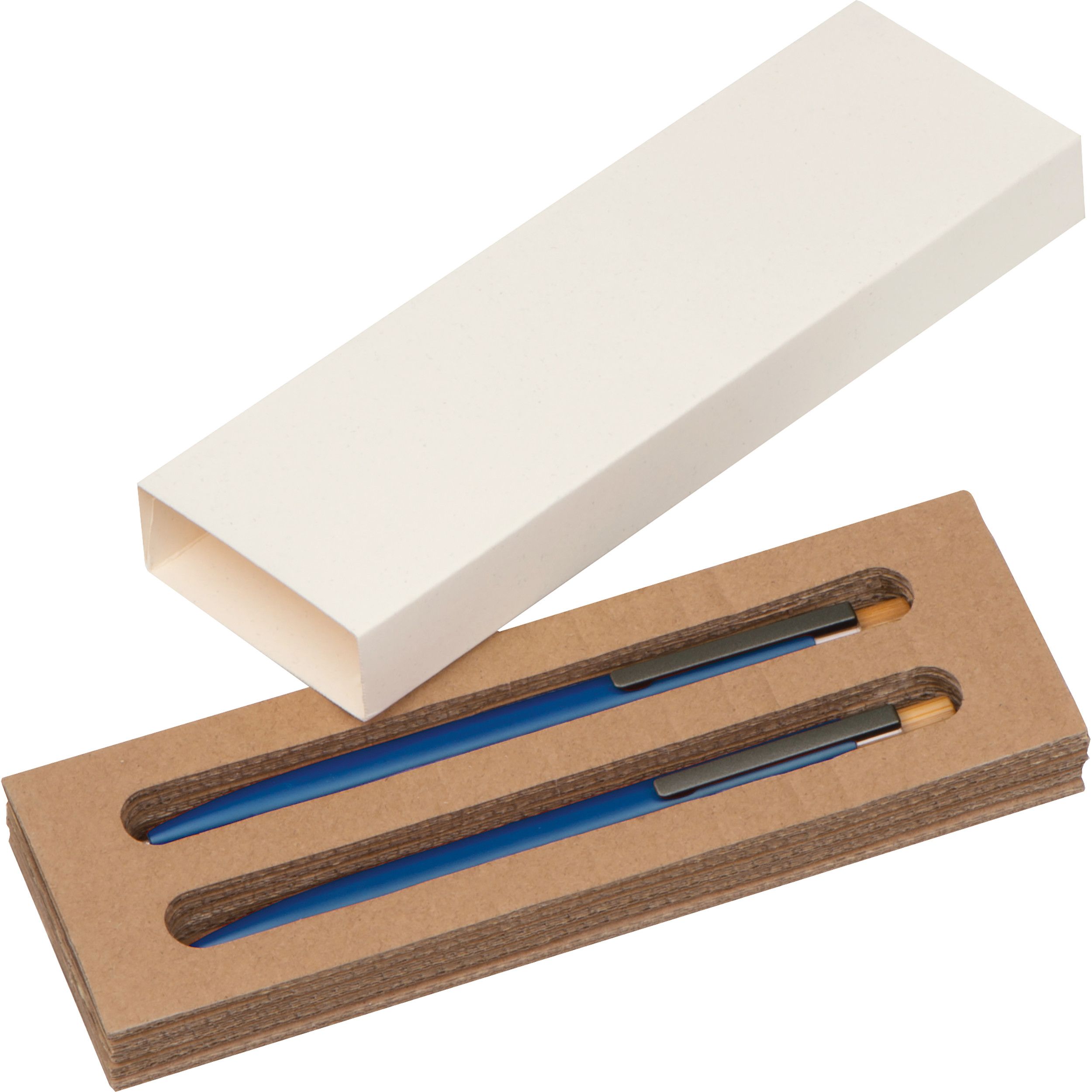 Schreibset mit Kugelschreiber und Druckbleistift aus recyceltem Aluminium  - blau-629