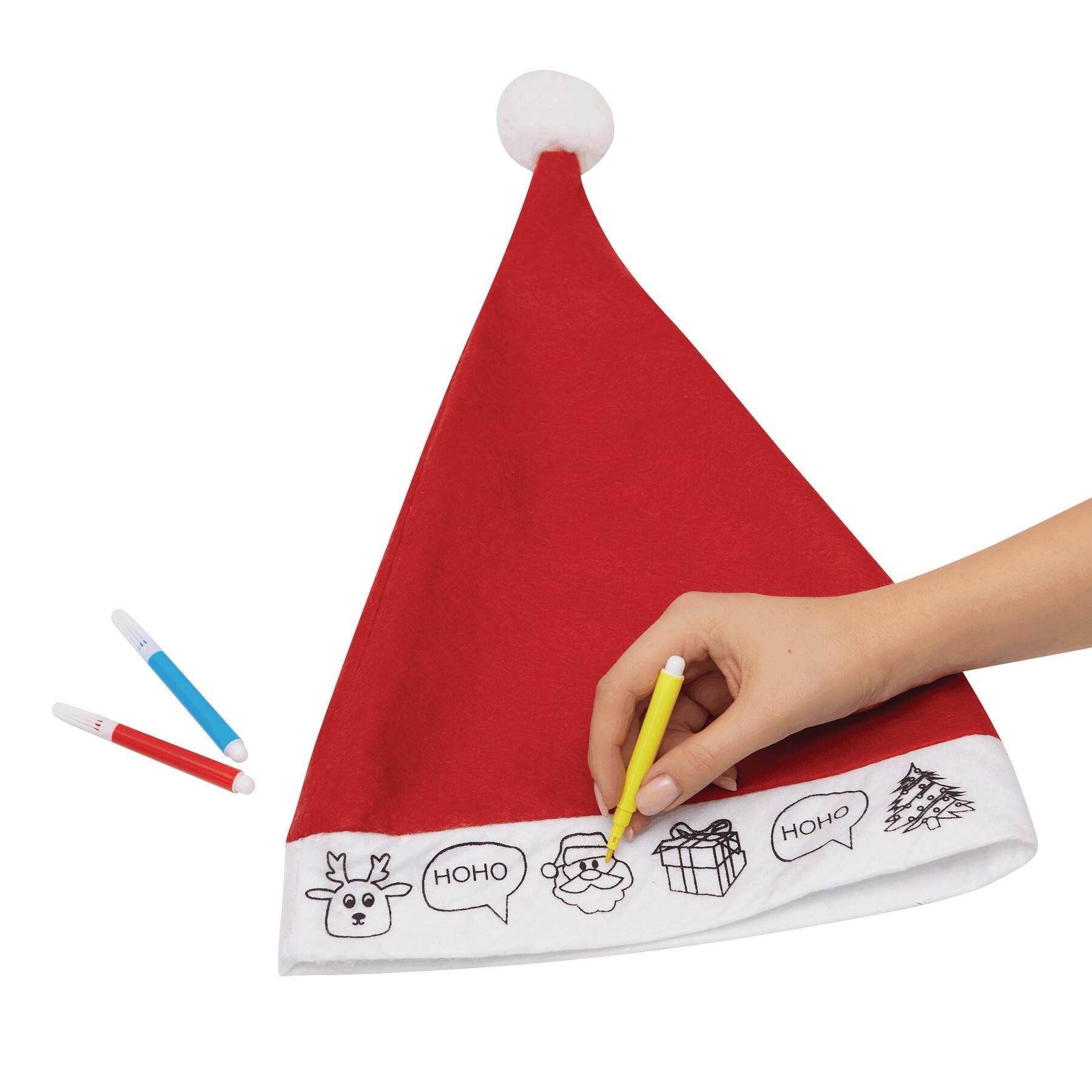 Bemalbare Filz-Weihnachtsmann-Mütze COLOURFUL HAT - rot - weiß-721